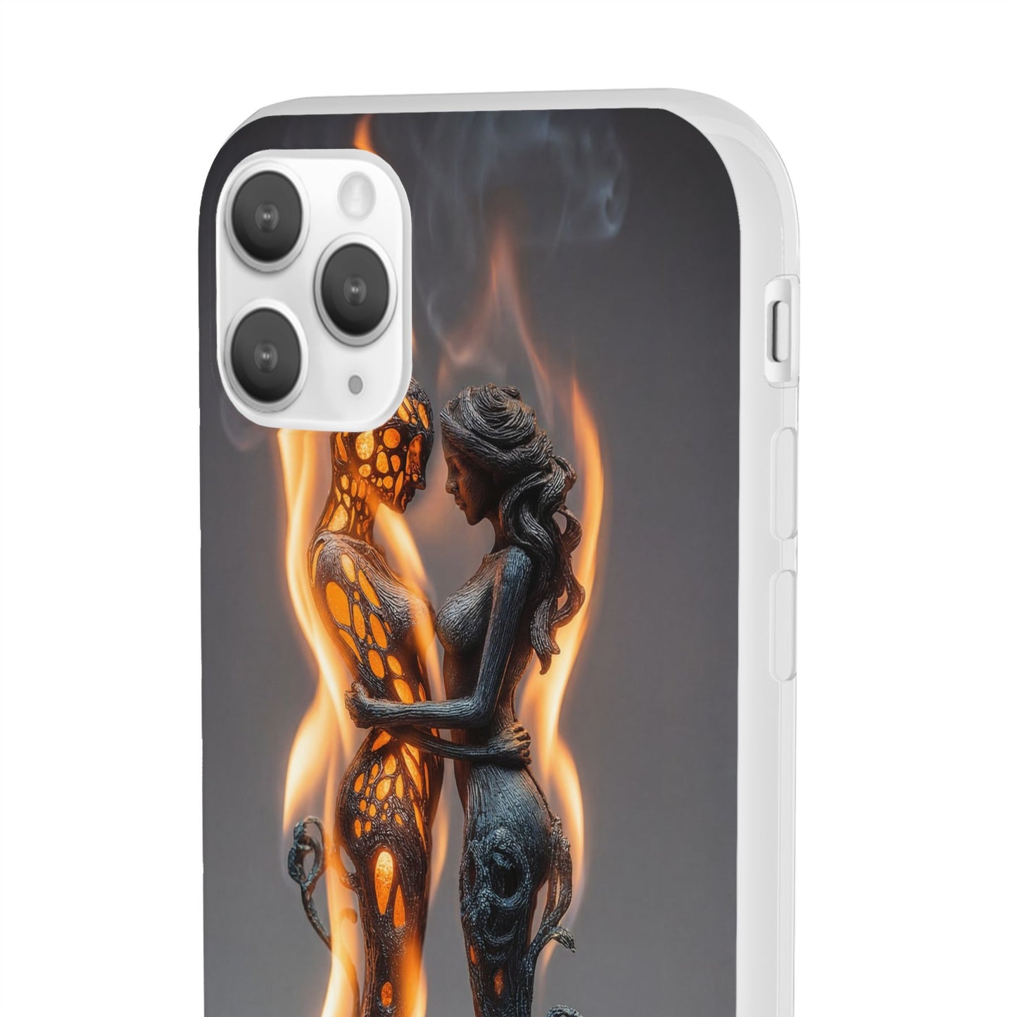 Flame-Embraced Lovers Flexi Cases – Intimate Glow Within the Fire