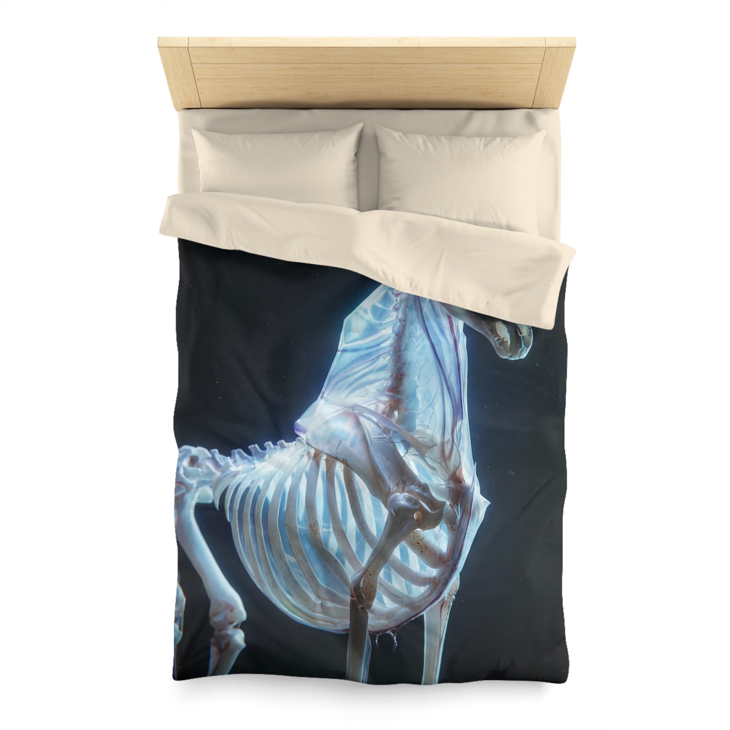 Celestial Unicorn Skeleton Duvet Cover – Ethereal Glow in the Dark