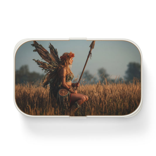 Warrior Fairy in Golden Field Bento Lunch Box – Sunset Sentinel of the Harvest