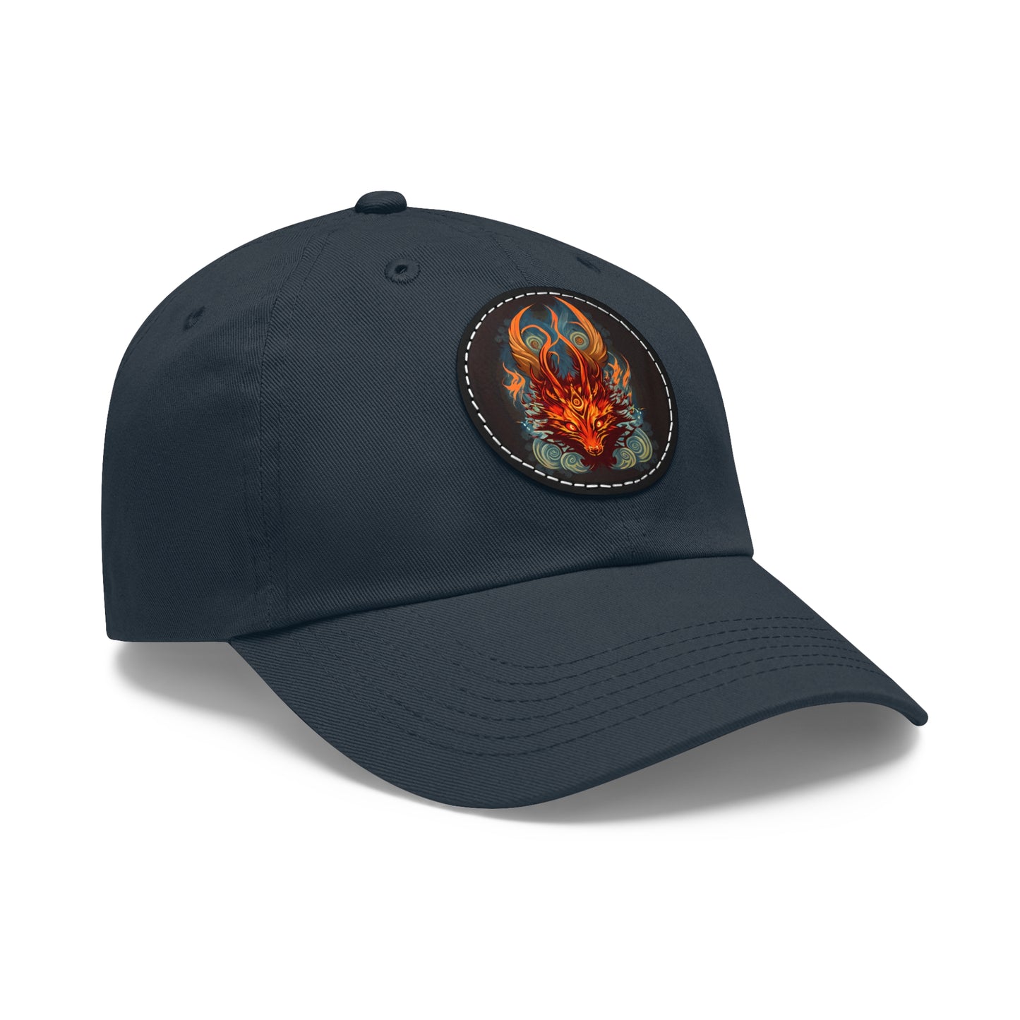 tshirt design, nine-tailed fox - Dad Hat with Leather Patch (Round)