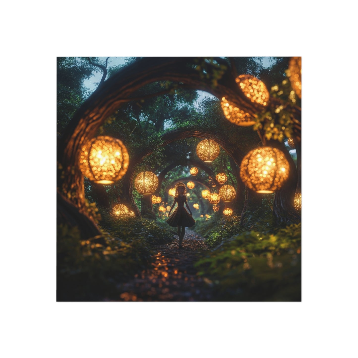 Lantern Grove Square Magnet – Whispers of the Twilight Path