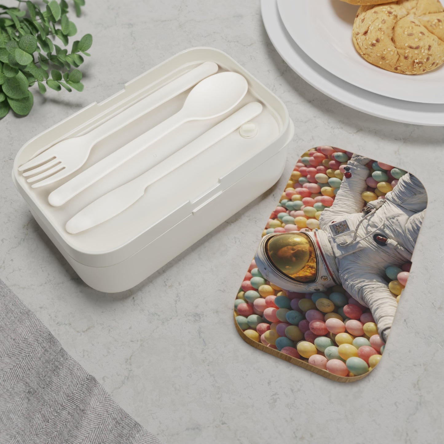 Astronaut in Pastel Ball Pit Bento Lunch Box – Weightless Playtime Dreamscape