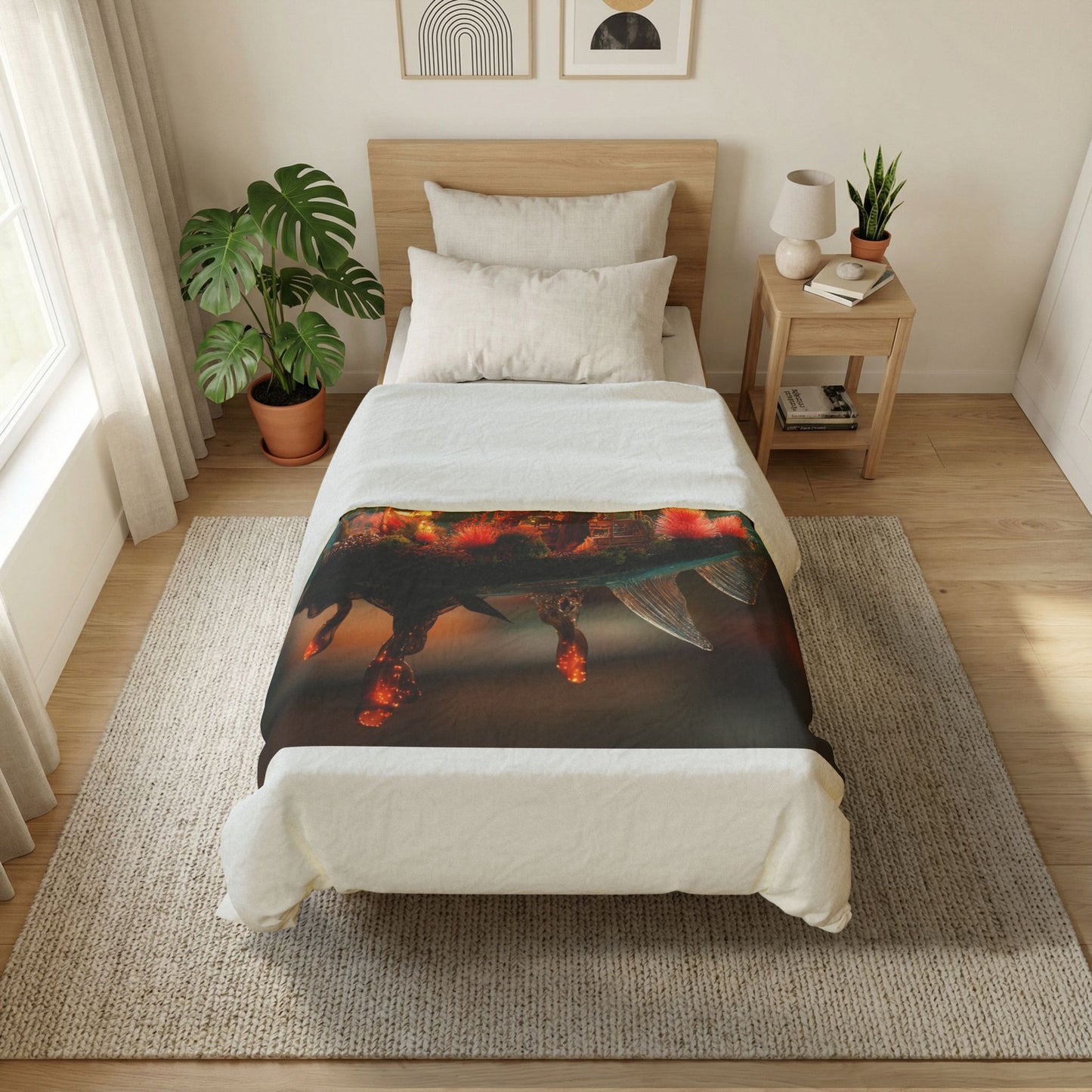 Forest Within Fish Cotton Duvet Cover – Bioluminescent Underwater Sanctuary