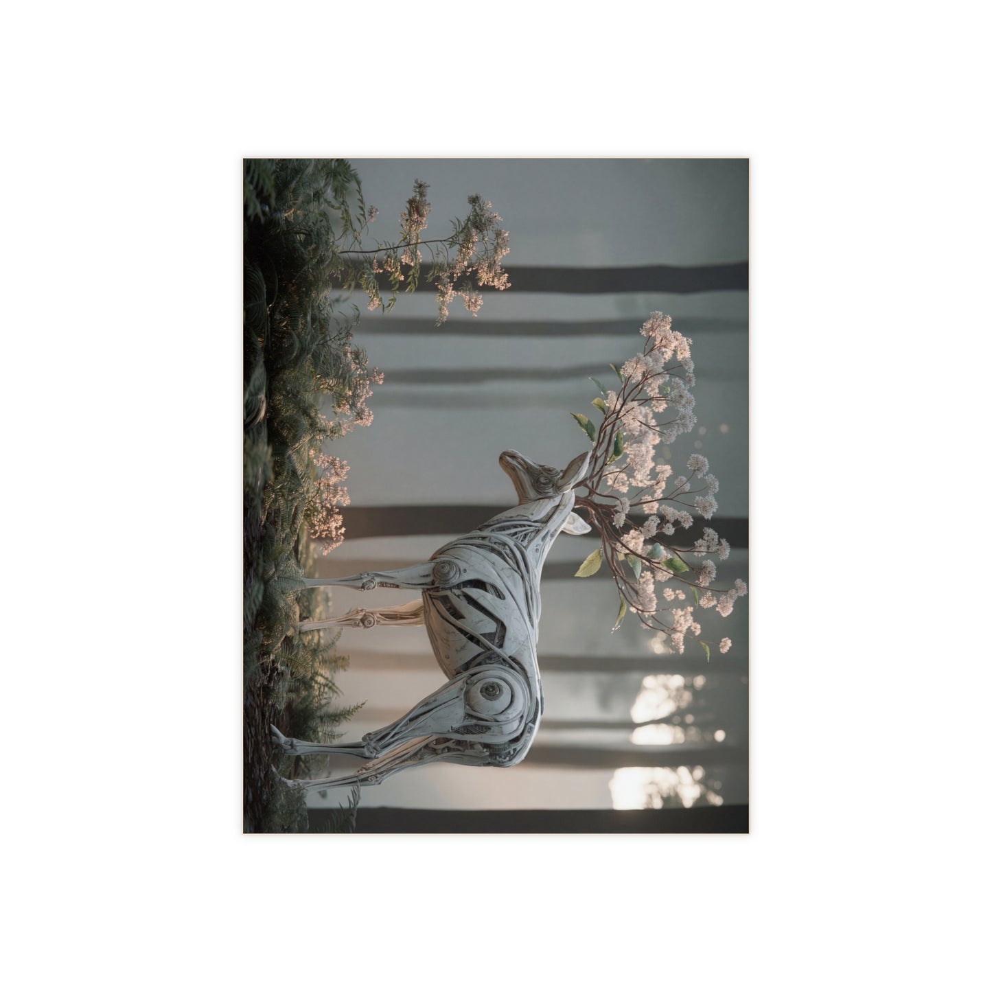Botanical Stag Ceramic Photo Tile – Whispers of the Living Machine