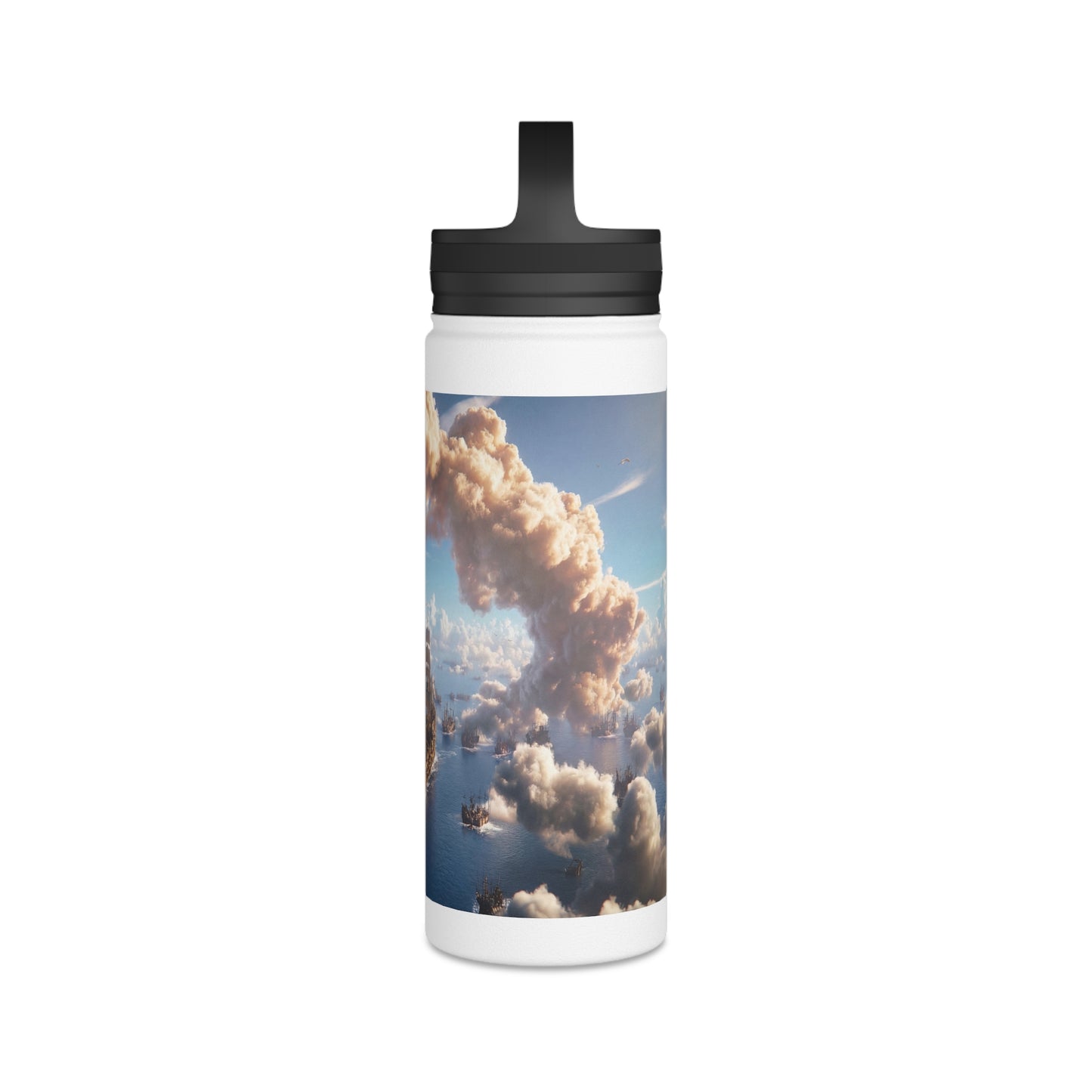 Armada Through Cloud Arch Stainless Steel Water Bottle, Handle Lid – Celestial Fleet Passage