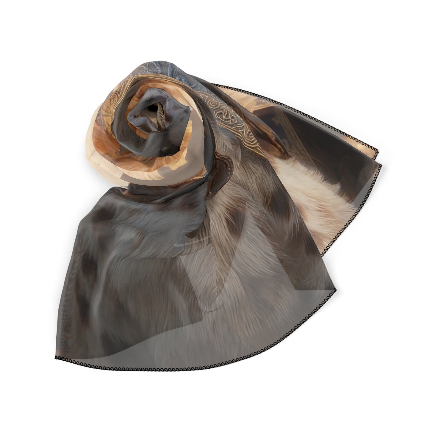 Regal Feathered Cat Sentinel Scarf – Sunlit Crown and Winged Majesty
