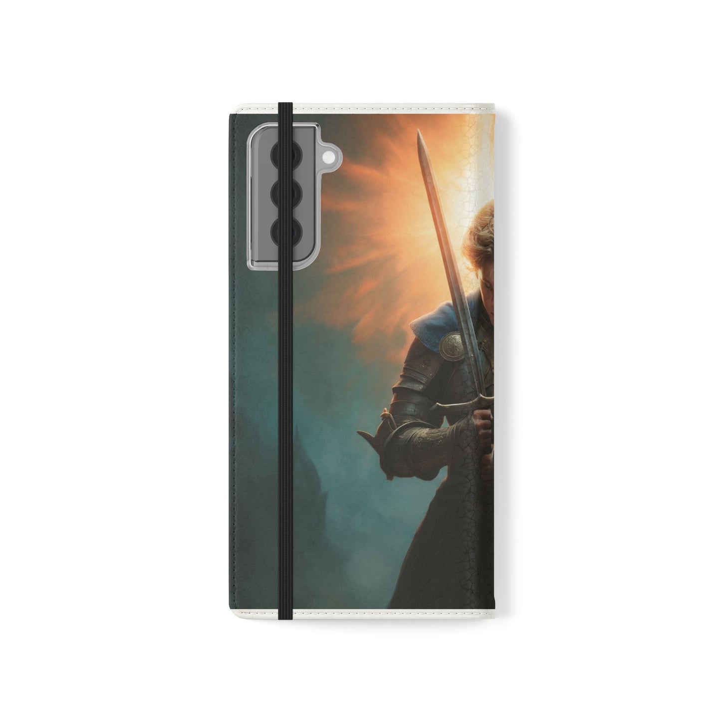 Dawn-Forged Knight Flip Cases – Radiant Armor Against Misty Skies