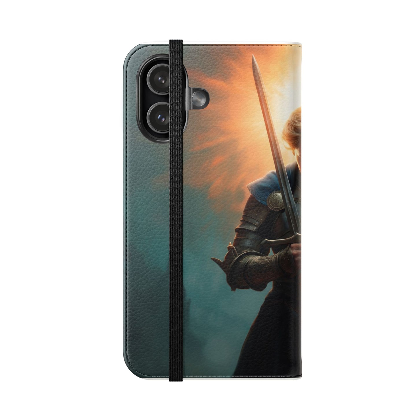 Dawn-Forged Knight Flip Cases – Radiant Armor Against Misty Skies