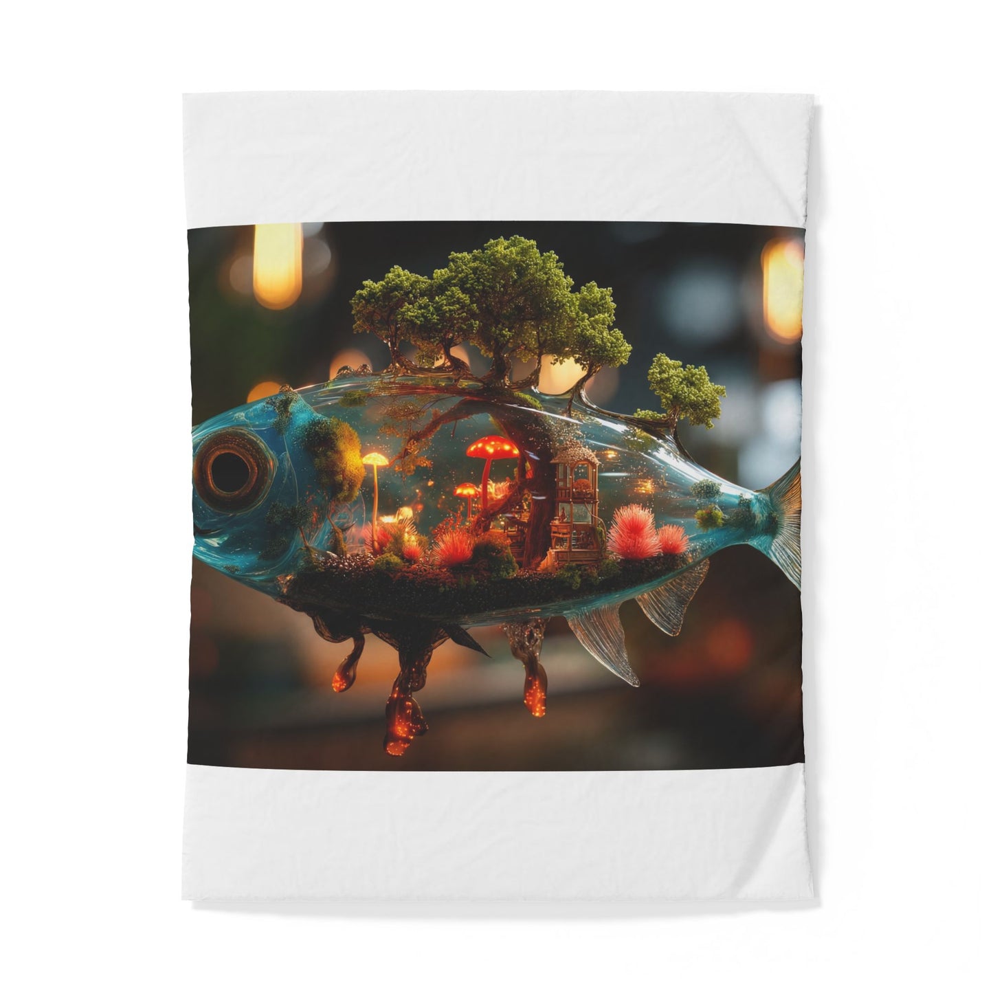 Forest Within Fish Cotton Duvet Cover – Bioluminescent Underwater Sanctuary