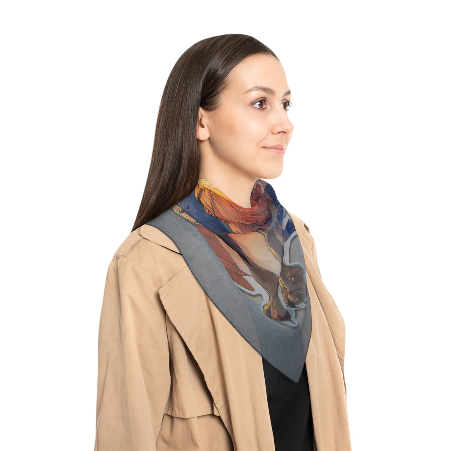 Azure Winged Cat Poly Scarf – Sunset Guardian Dreamscape