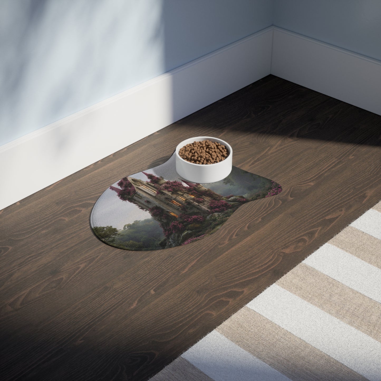 Rose-Clad Castle Pet Feeding Mats – Twilight Bloom Sanctuary