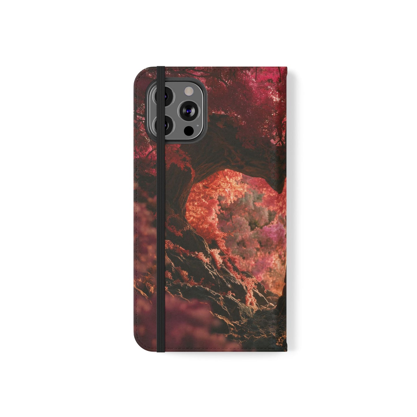 Crimson Arch Flip Cases – Heart-Shaped Canopy Romance