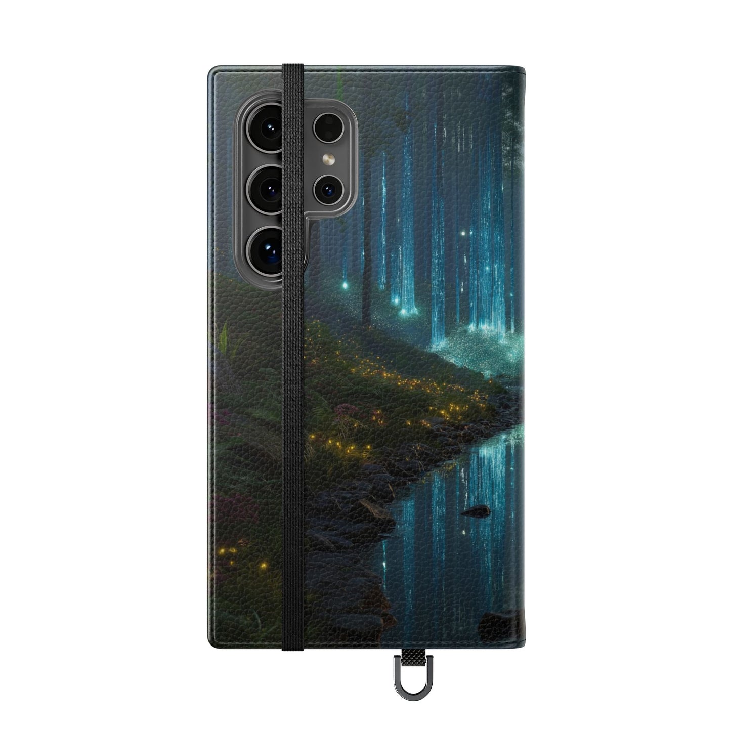 Bioluminescent Forest Flip Cases – Cyan Lightfall Stream Cover