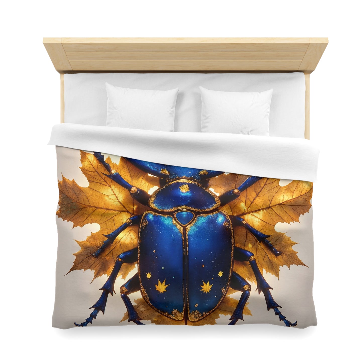 Celestial Beetle Microfiber Duvet Cover – Night Sky Amidst Autumn Leaves