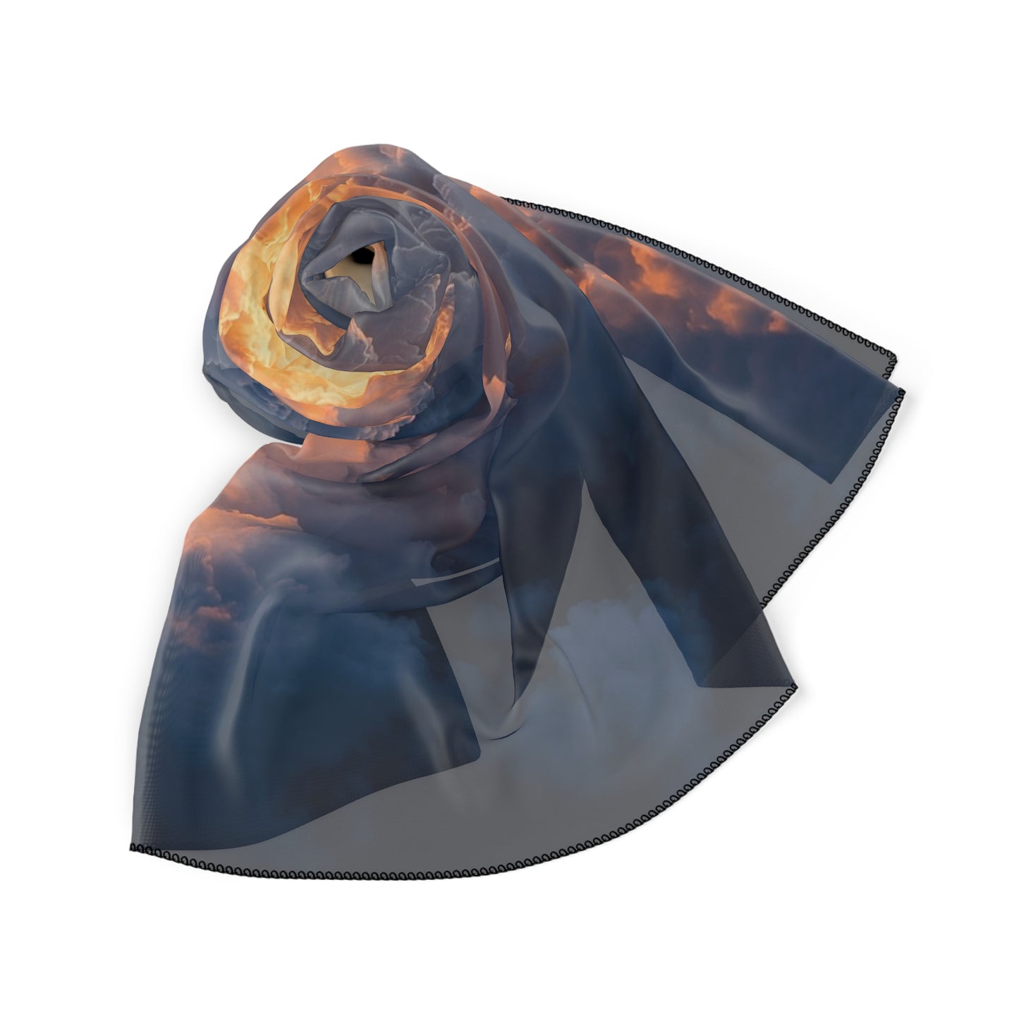 Sunburst Rocket Launch Poly Scarf – Dawn’s First Flight Dreamscape