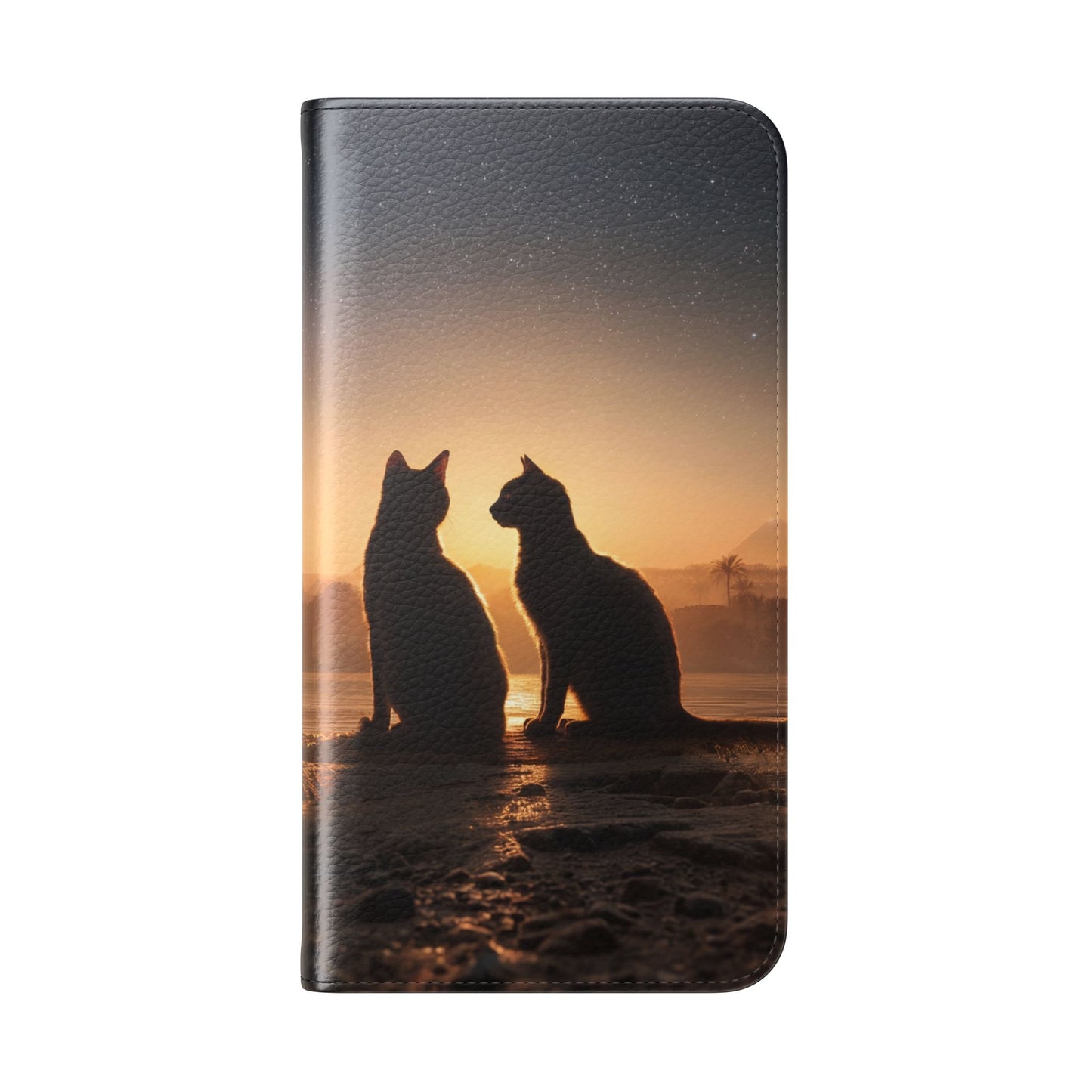 Pharaoh Cats Flip Cases – Starry Nile Guardians on the Bank