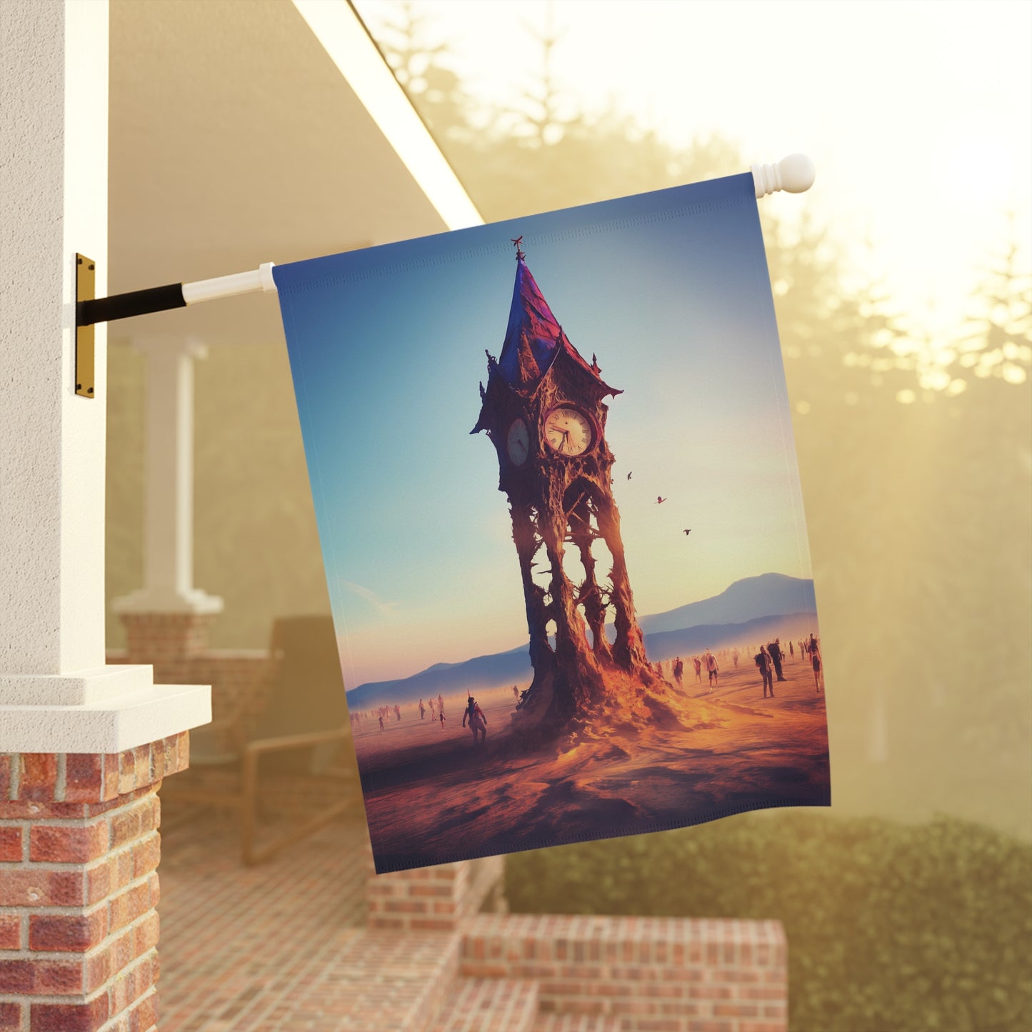 Surreal Clock Tower in Desert Sunset - Product
