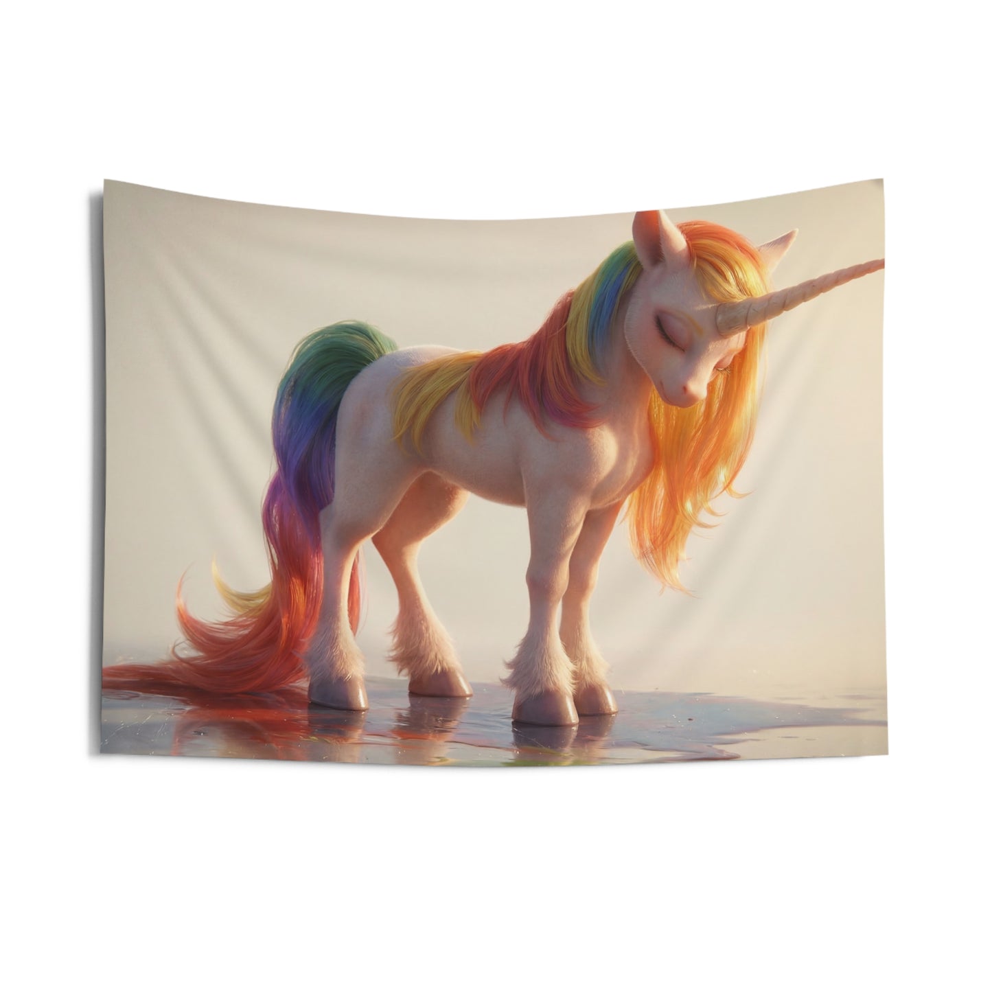 Rainbow Mane Unicorn Indoor Wall Tapestries – Sunset Dreamscape Guardian