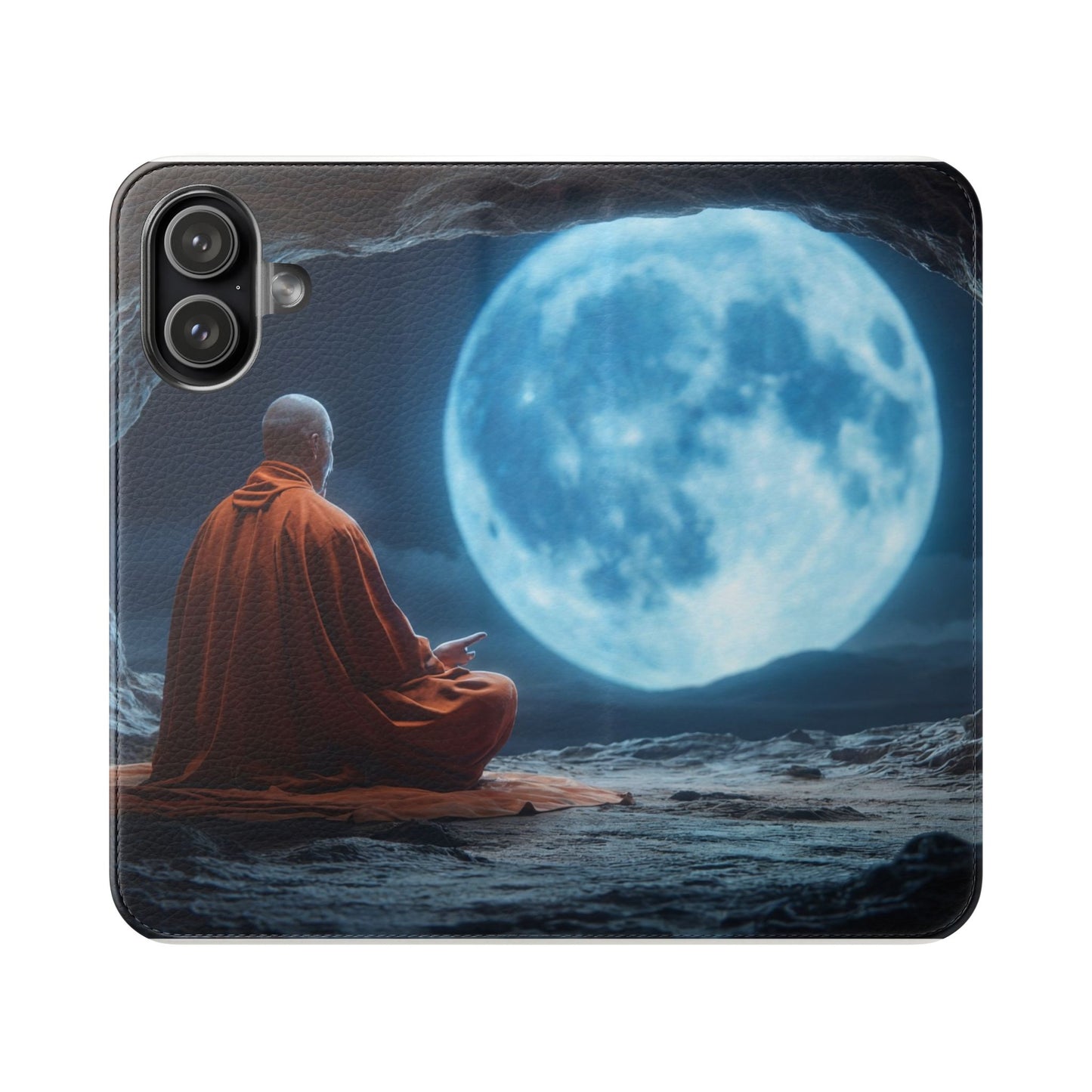 Lunar Meditation Flip Cases – Serene Monk Under Moonlight