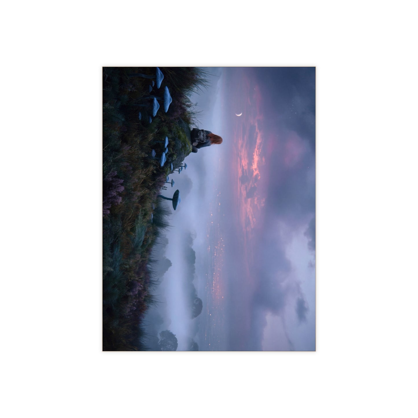 Moonlit Hilltop Wanderer Ceramic Photo Tile – Twilight’s Whispering Grove