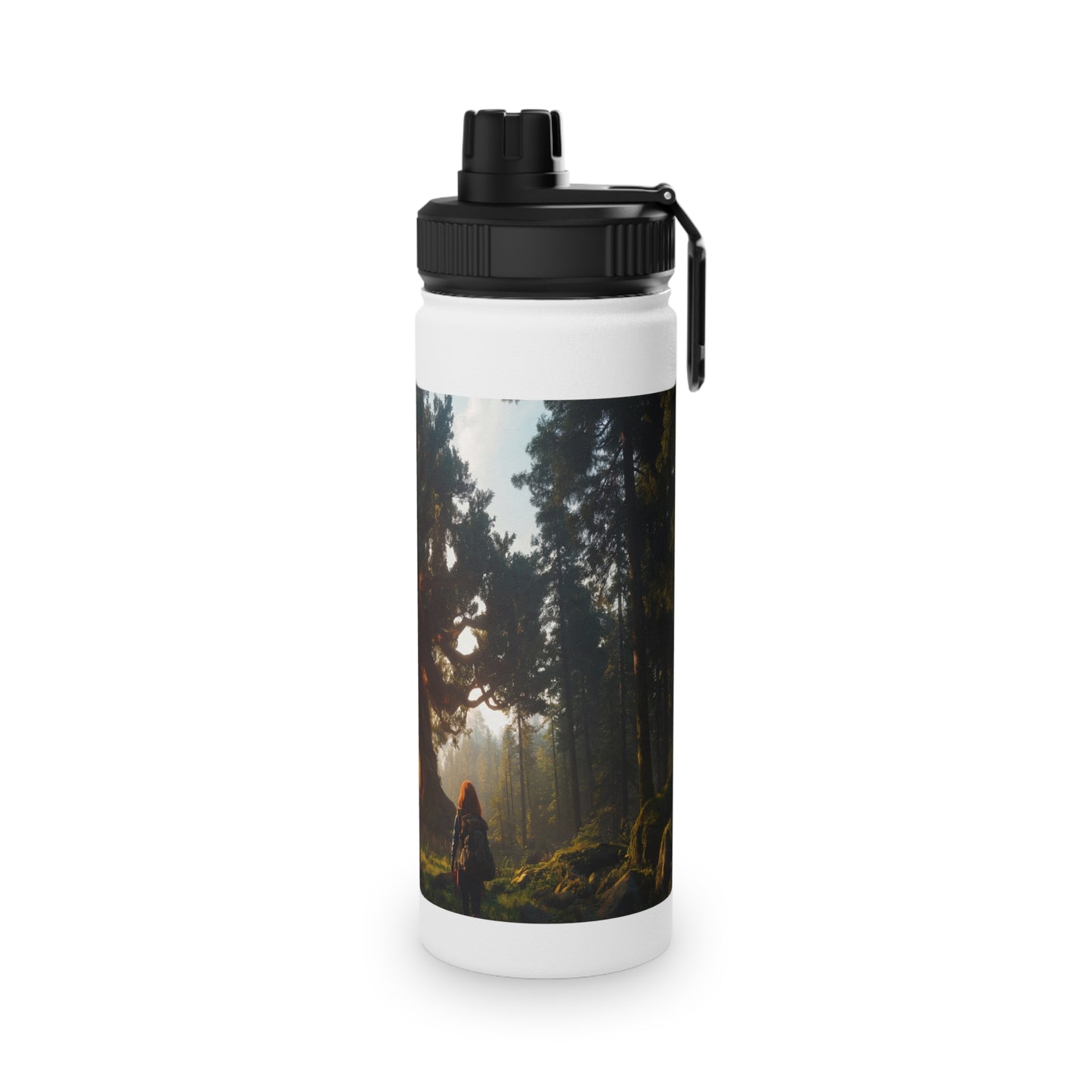 Ancient Treehouse Door Water Bottle – Sunlit Forest Sanctuary
