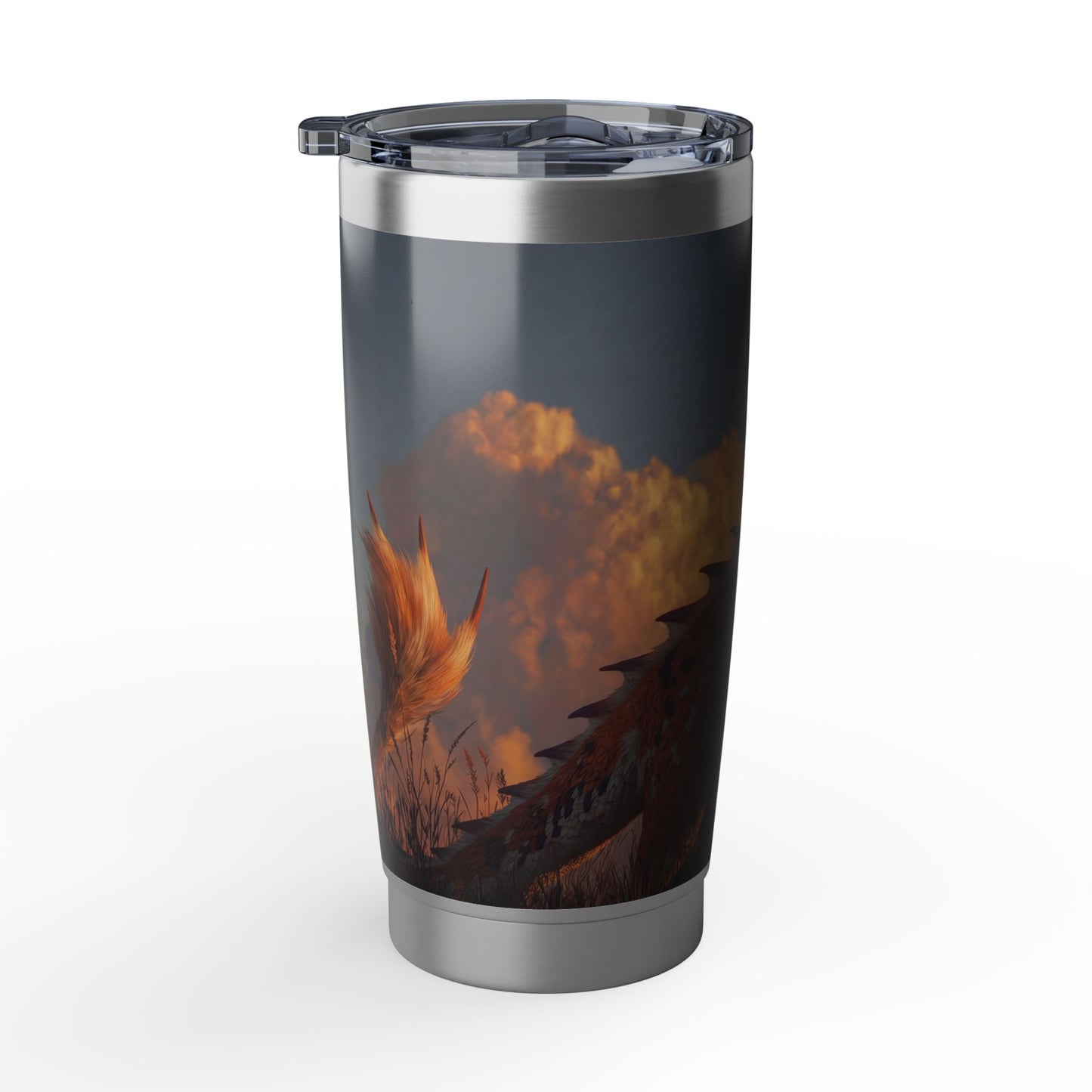 Sunset Serenade Dragon Vagabond 20oz Tumbler – Golden Hour Guardian