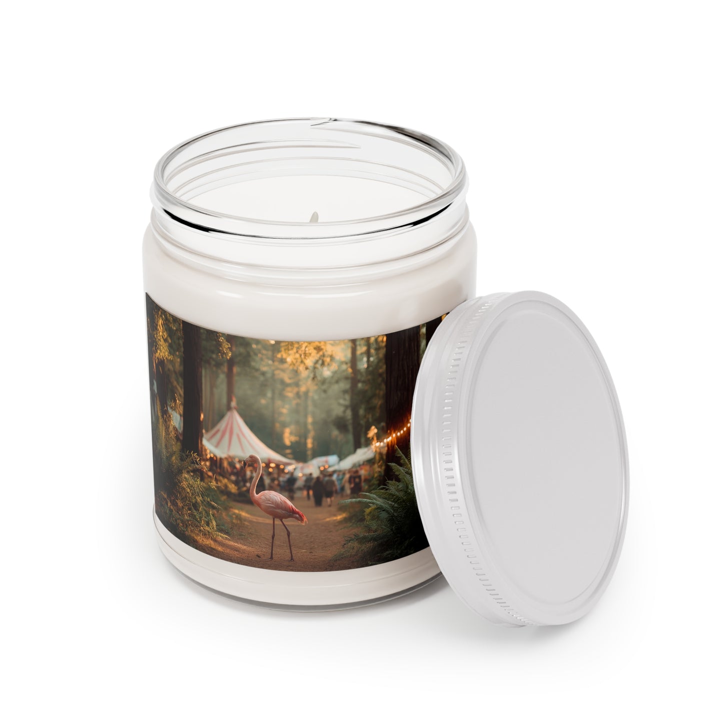 Forest Flamingo Scented Soy Candles with White Lid, 9oz – Sunset Carnival Whispers