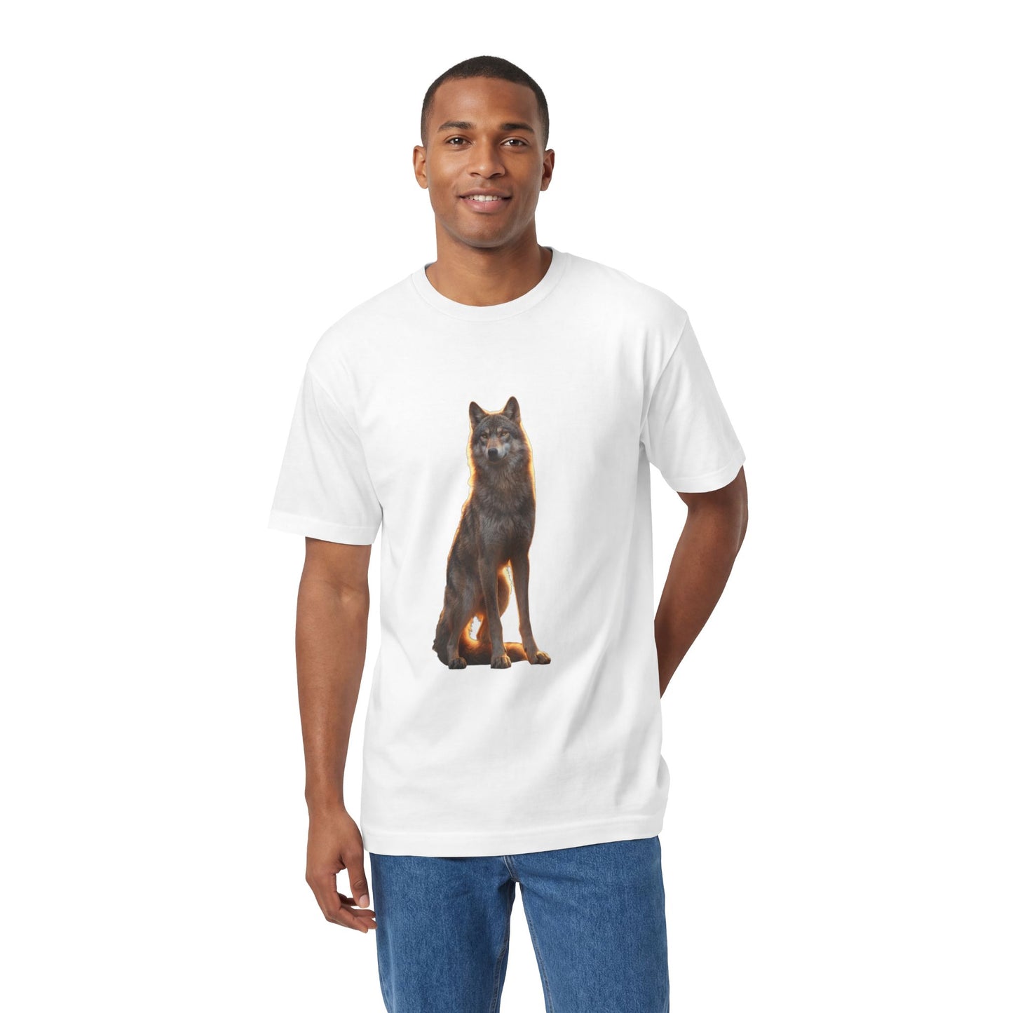 Guardian Wolf Classic Tee – Golden Hour Sentinel Portrait