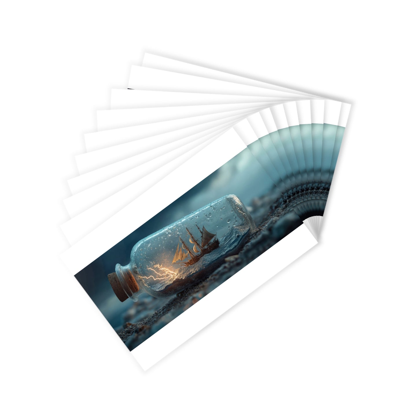 Stormbound Galleon Postcards (10pcs) – Ship in Bottle Lightning Gale
