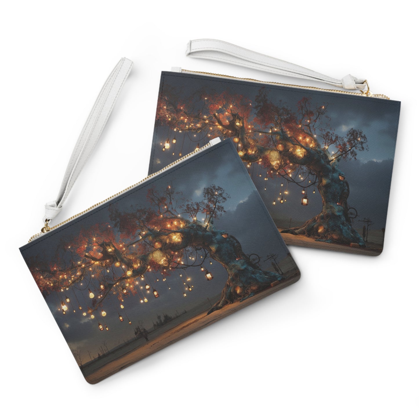 Luminescent Wisp Tree Clutch Bag – Desert Oasis in Midnight Blue