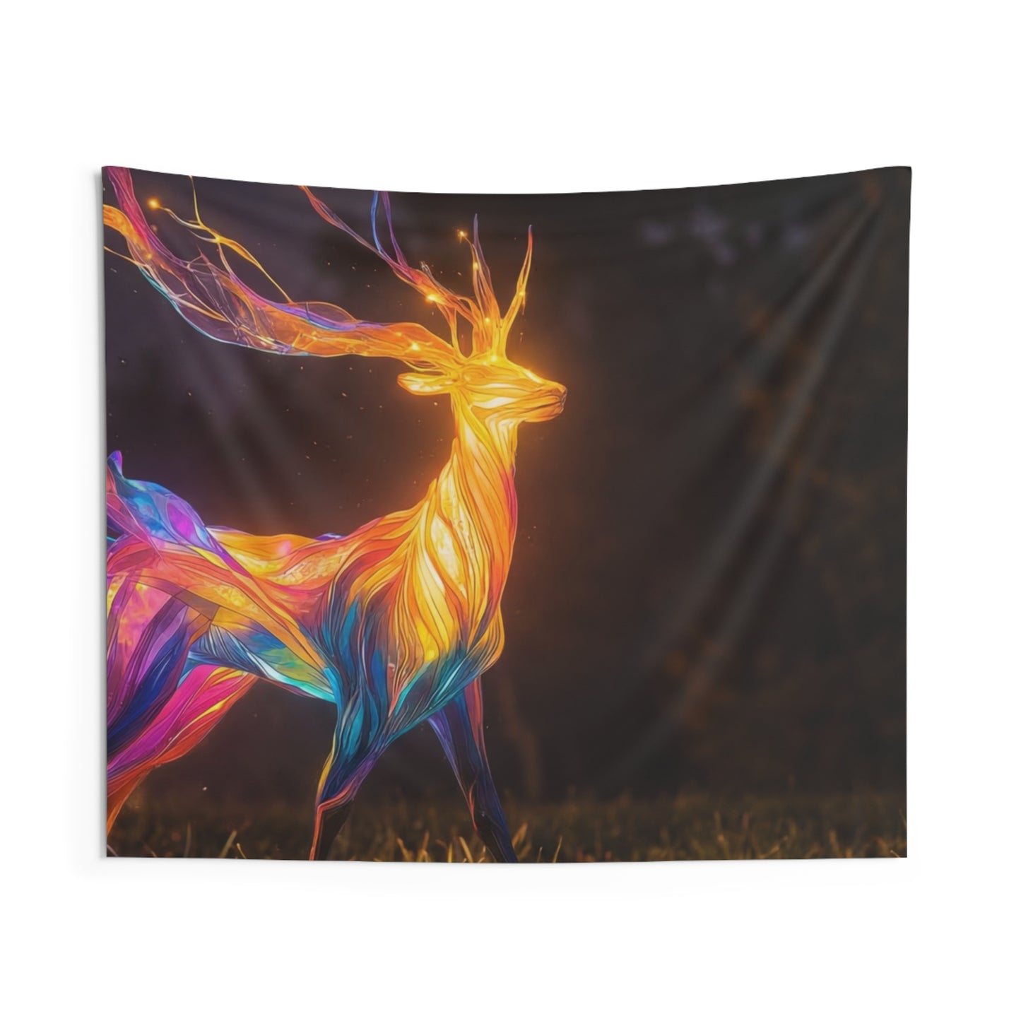 Chromatic Stag Indoor Wall Tapestries – Electric Forest Luminescence