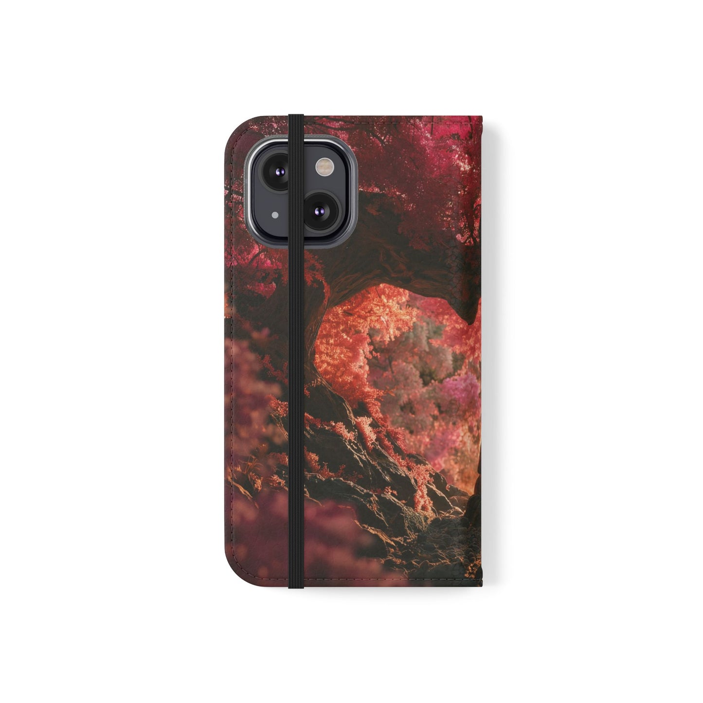 Crimson Arch Flip Cases – Heart-Shaped Canopy Romance
