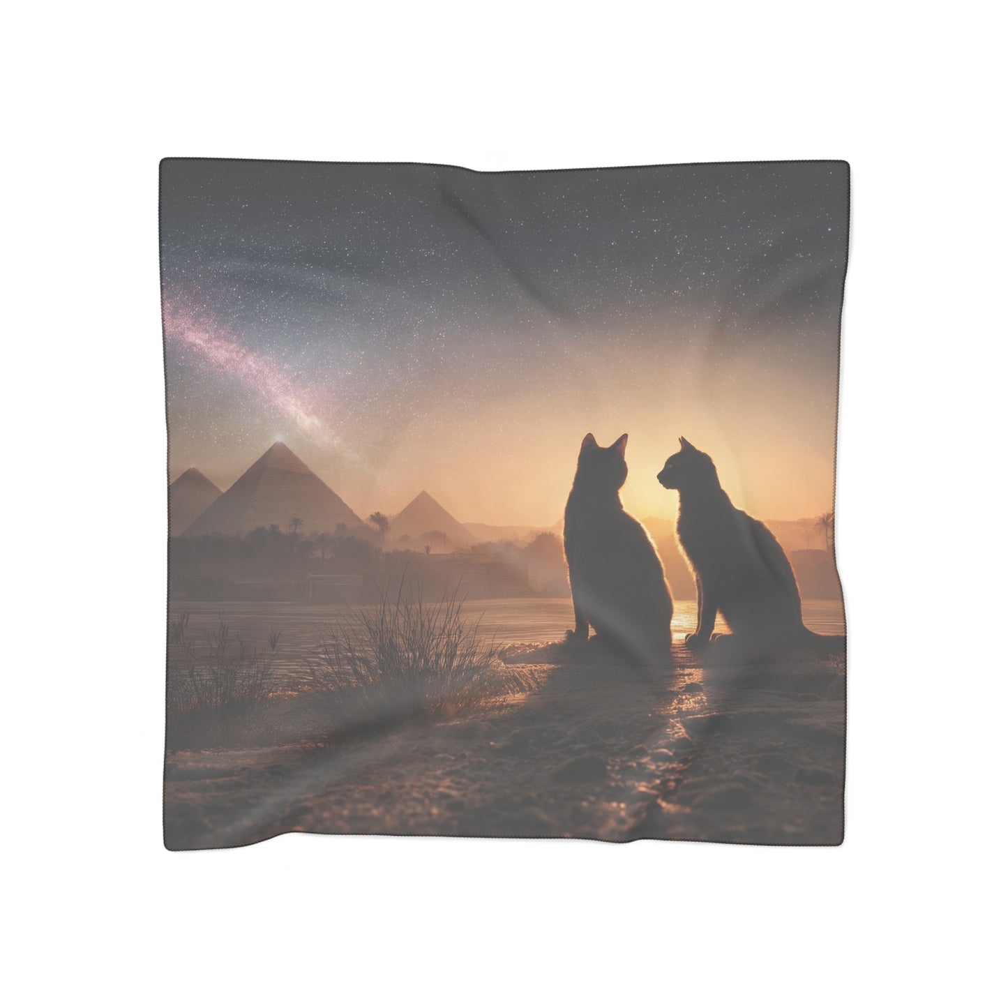 Starlit Pyramids Cat Scarf – Whispers of Ancient Night