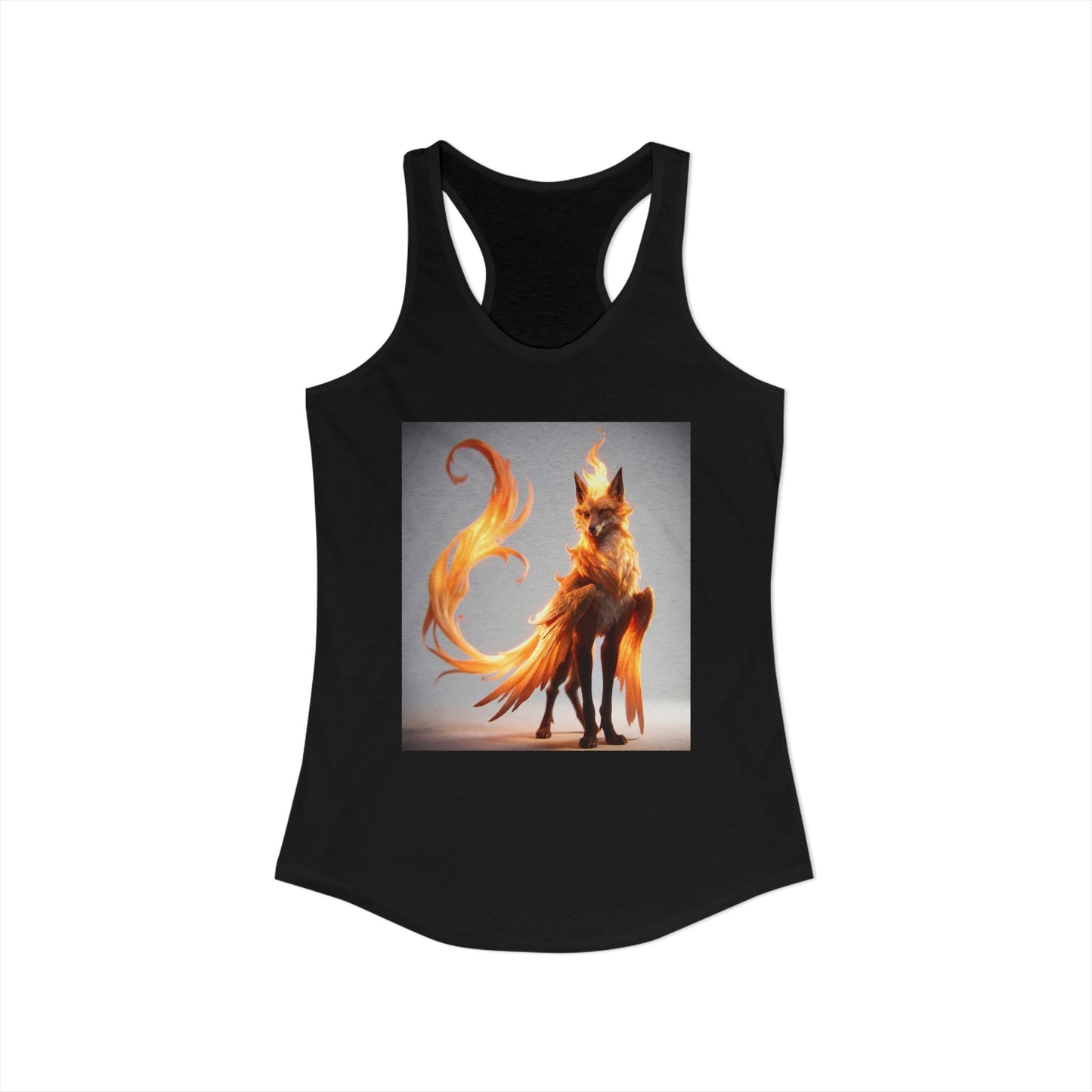 Fiery Phoenix Fox Women's Ideal Racerback Tank – Amber Flame Sentinel