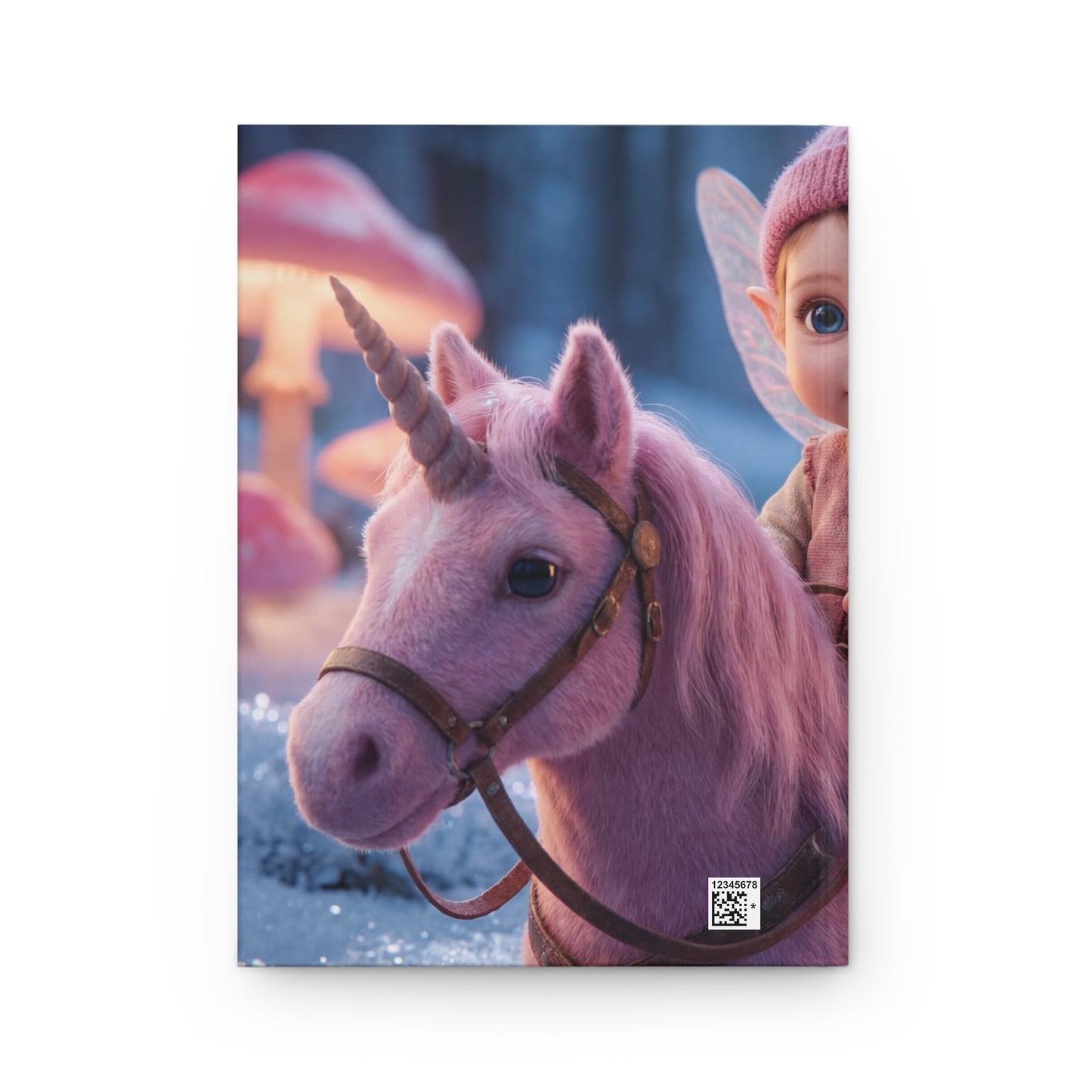 Fairy Rider on Pink Unicorn Hardcover Journal Matte – Snow-Moon Forest Adventure