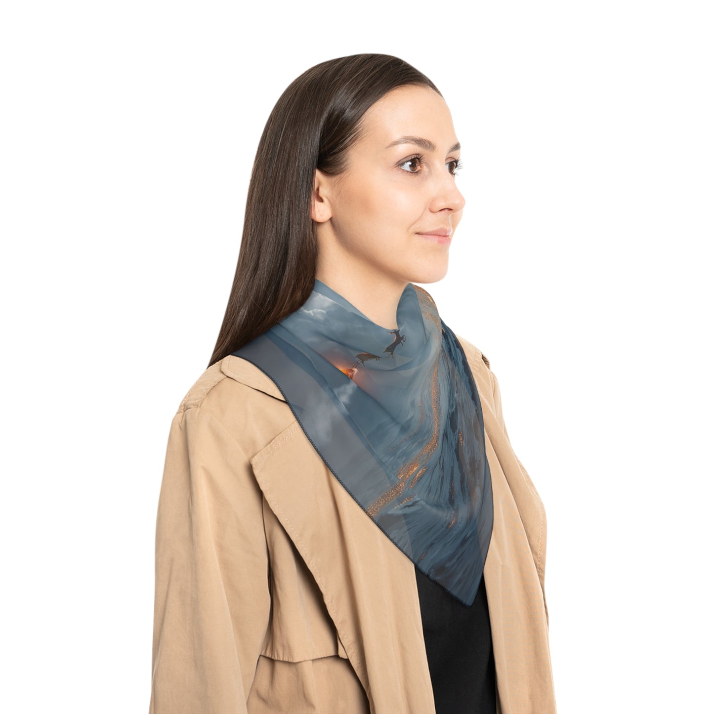 Moonlit Sleigh Ride Poly Scarf – Winter’s Silent Passage Over Frost
