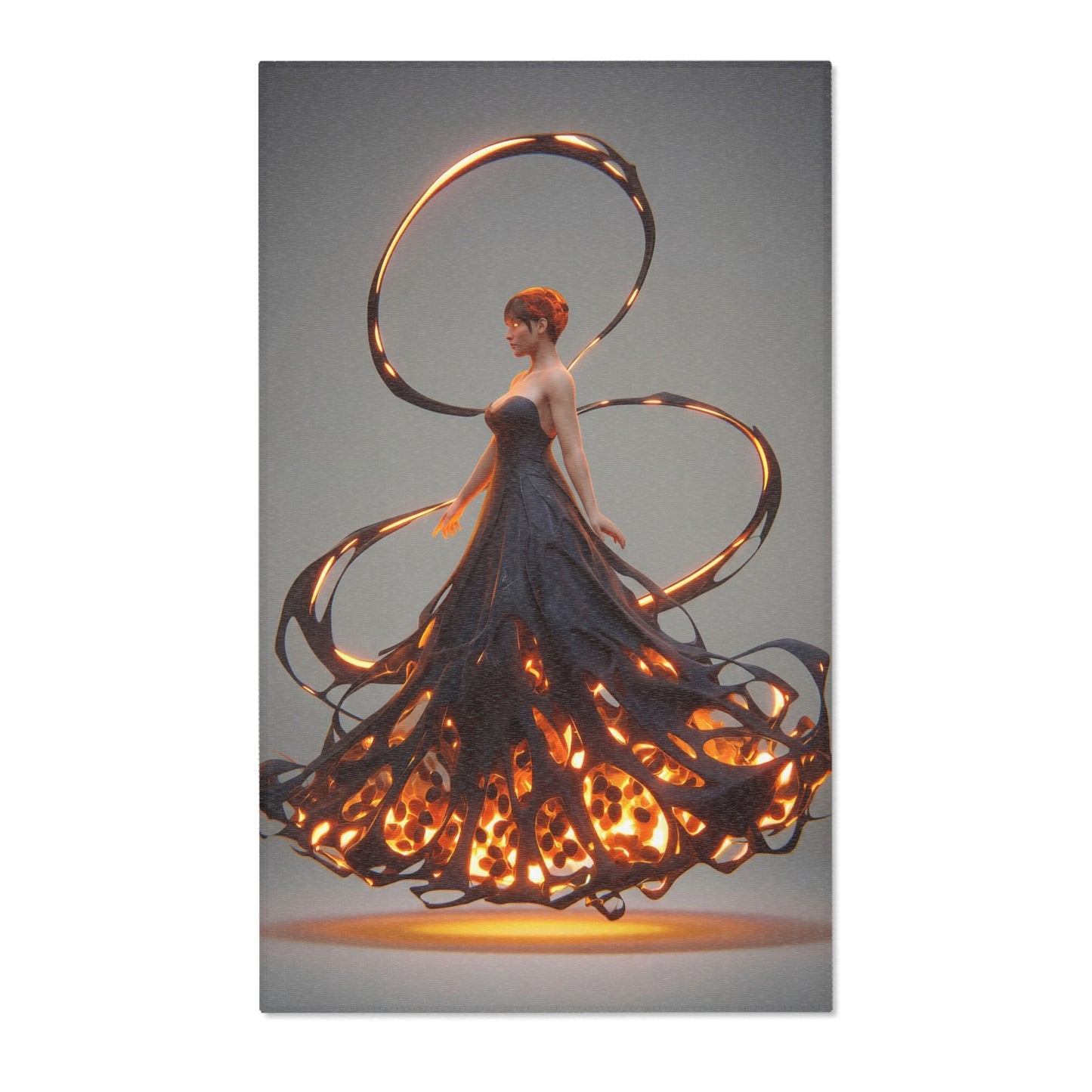 Luminescent Veil Area Rug – Ethereal Woman in Flowing Light