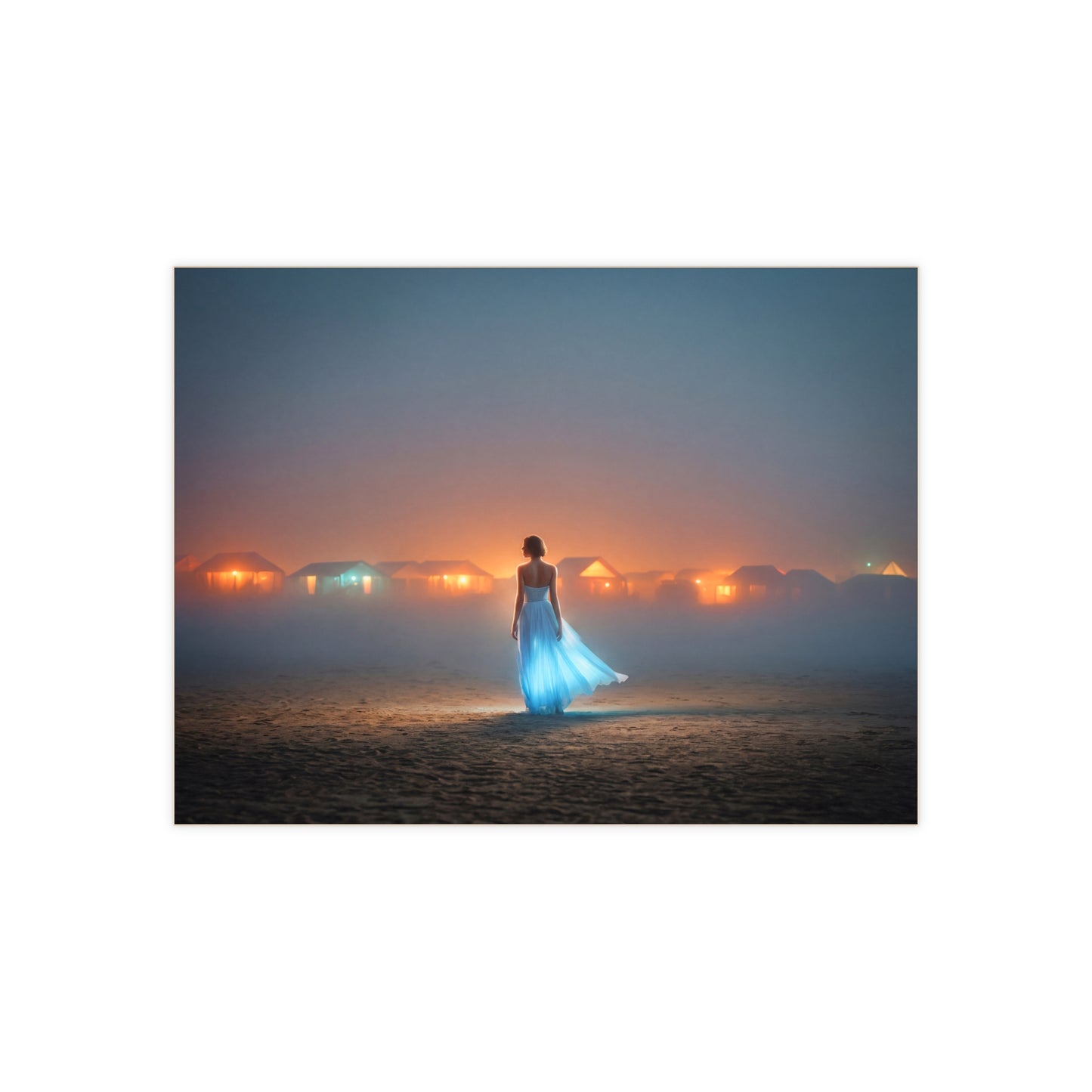 Serene Beach Wanderer Ceramic Photo Tile – Glow of Twilight Solitude