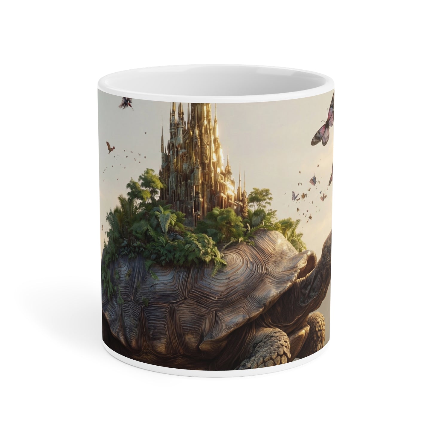 Turtle-Carried Castle Ceramic Mugs (11oz\15oz\20oz) – Verdant Sanctuary on Ancient Shell