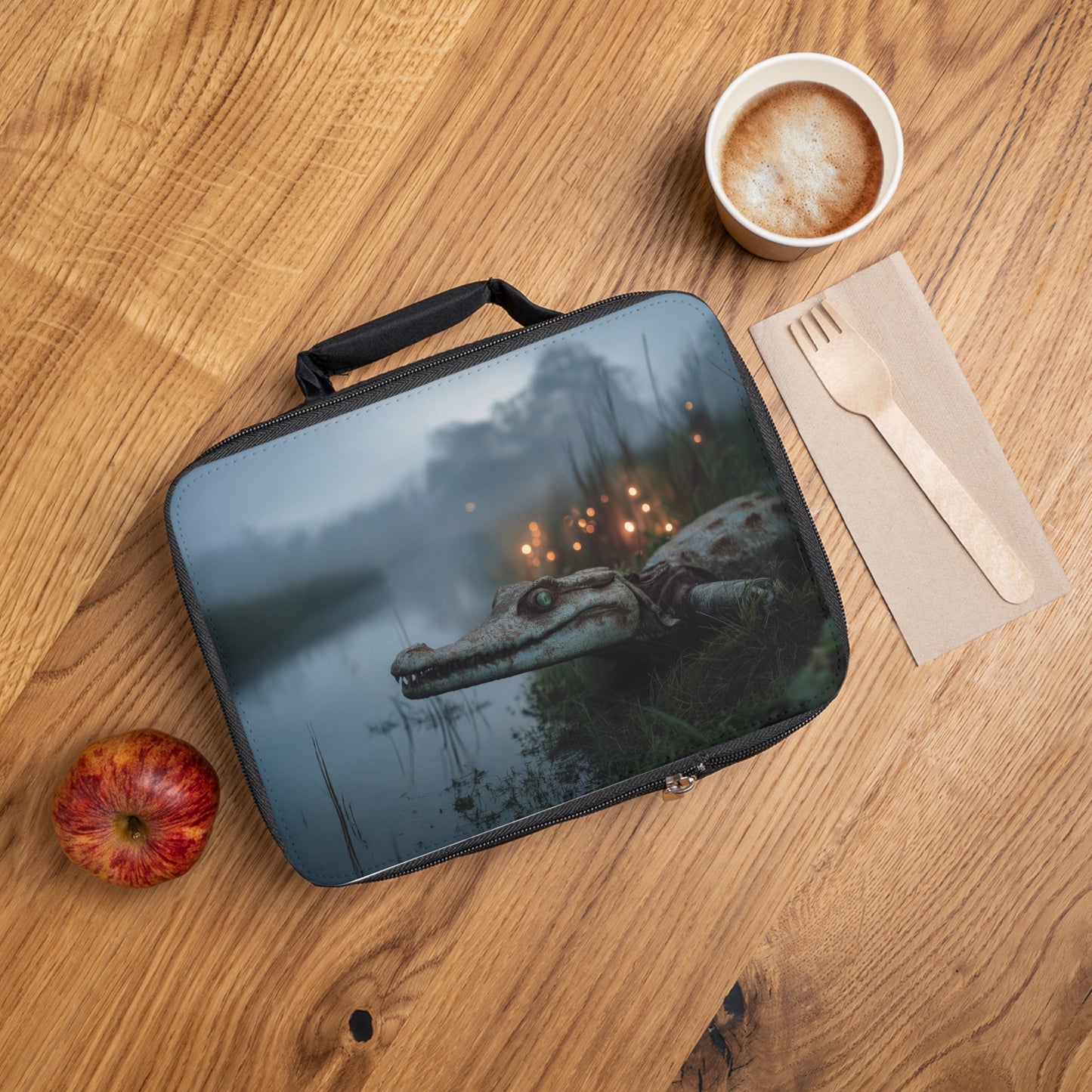 Misty Marsh Crocodile Lunch Bag – Emerald Eye Watcher of the Wetlands