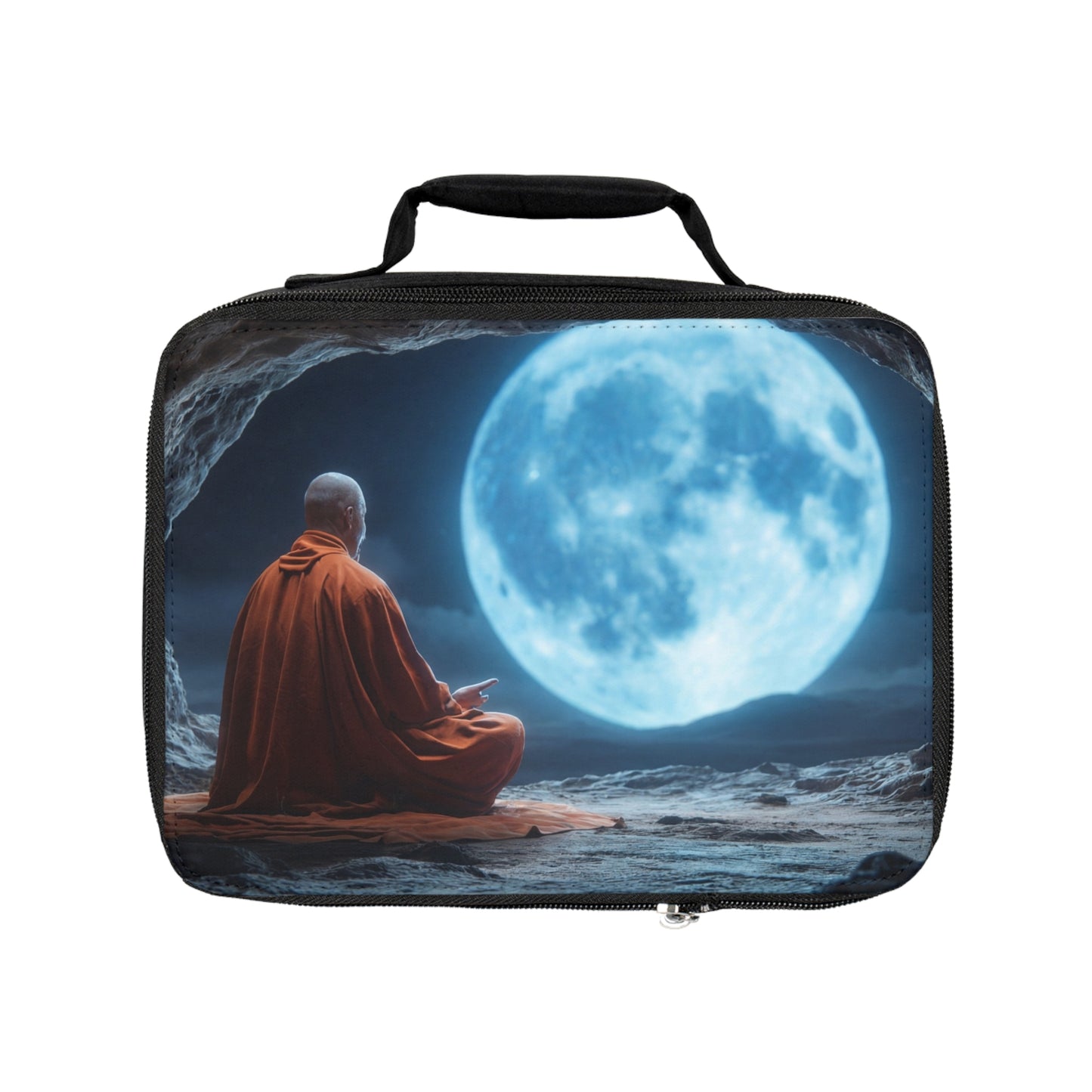Moonlit Monk Meditation Lunch Bag – Serene Cave Sanctuary