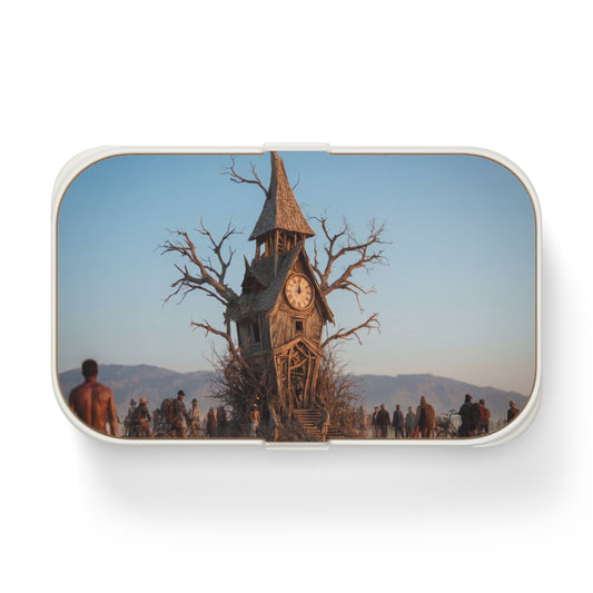 Clock Tower in the Desert Bento Lunch Box – Whimsical Timekeeper in the Dust
