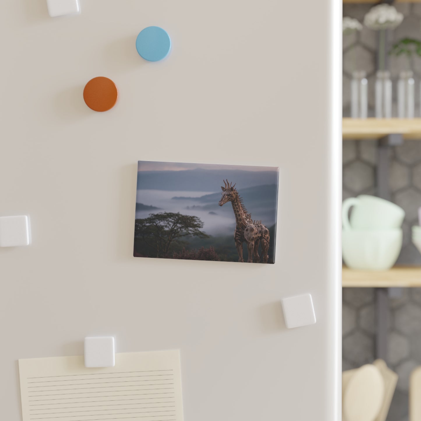 Steel Giraffe Mountain Magnet – Misty Dawn Guardian