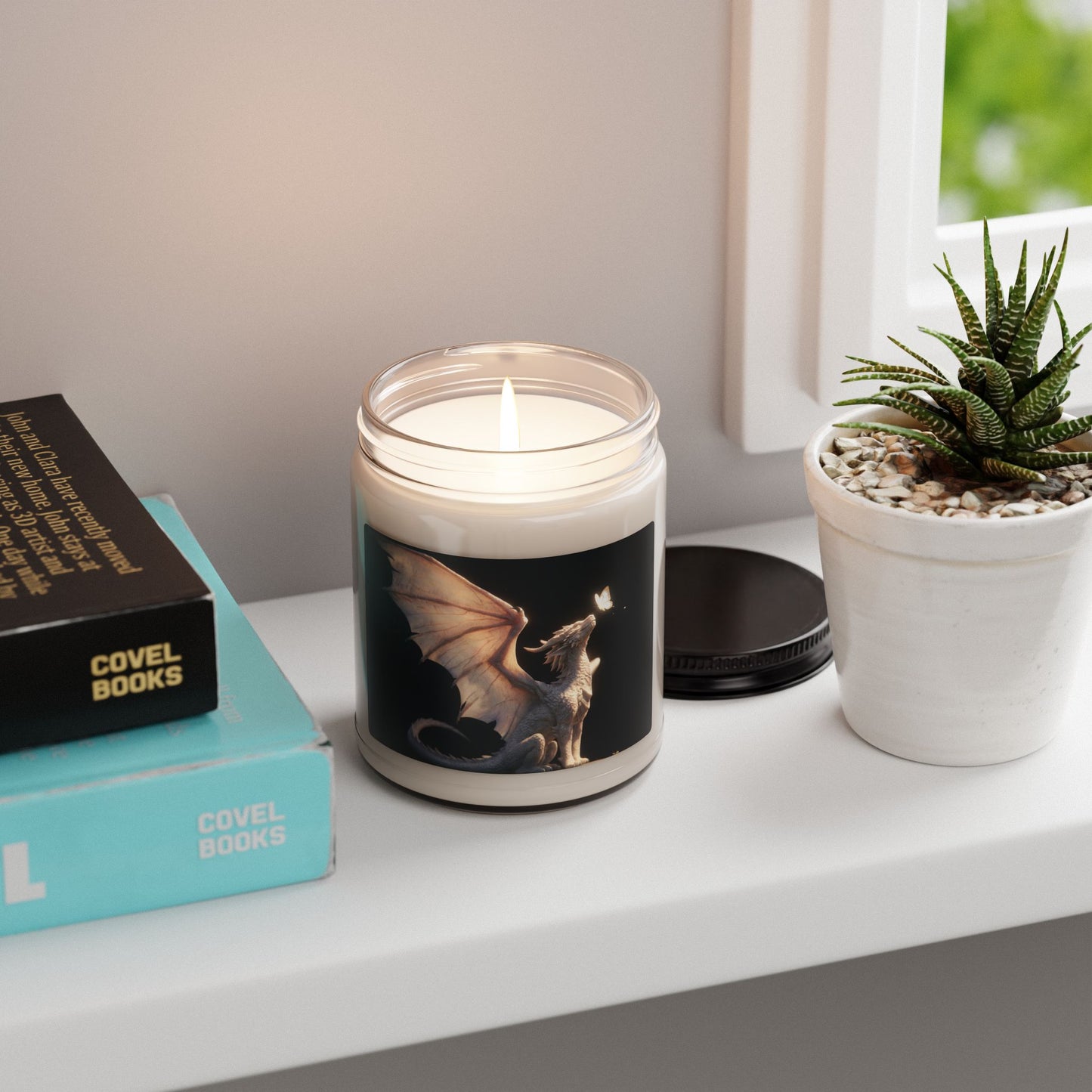 Serene White Dragon Scented Soy Candle, 9oz – Gentle Wings, Soft Butterfly Light