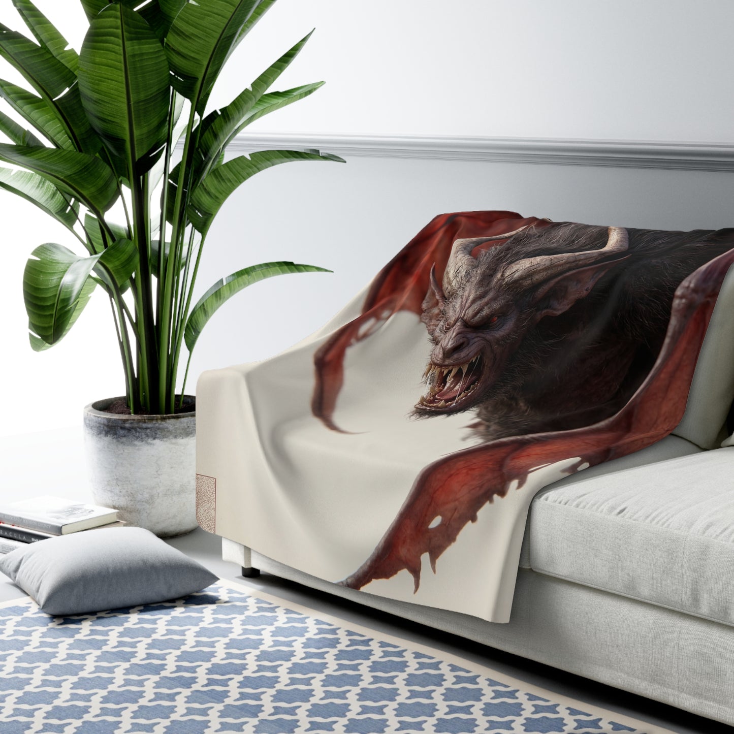 Winged Horror Sherpa Fleece Blanket – Crimson Membrane Roar
