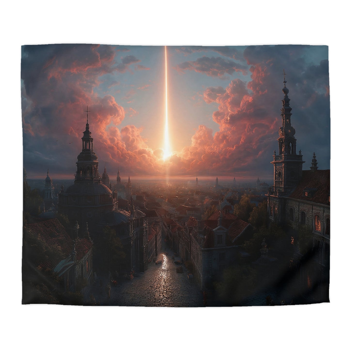 Celestial Beam Microfiber Duvet Cover – City of Dawn’s Vertical Light