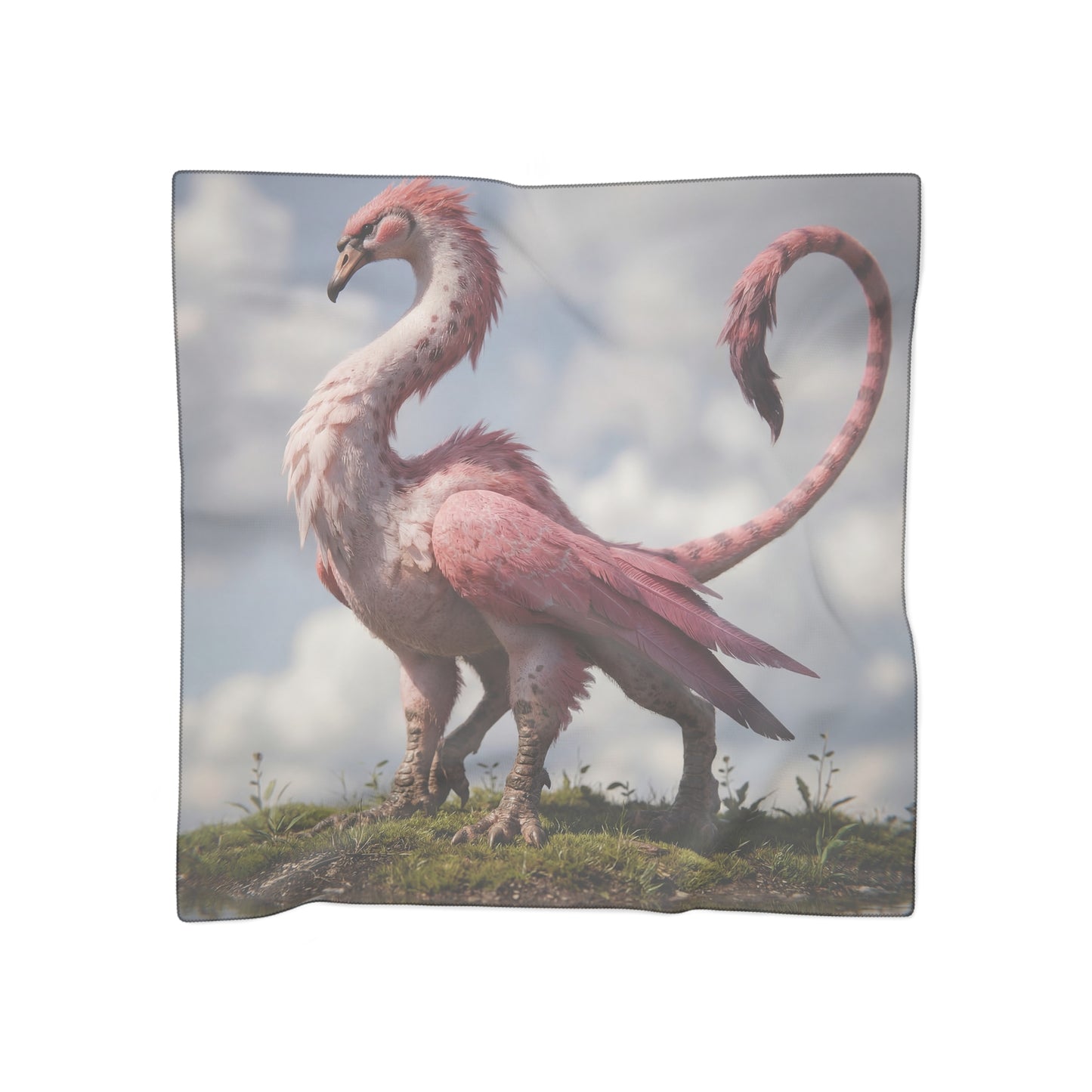 Pink Dawn Guardian Scarf – Soft Feathered Creature Dreamscape