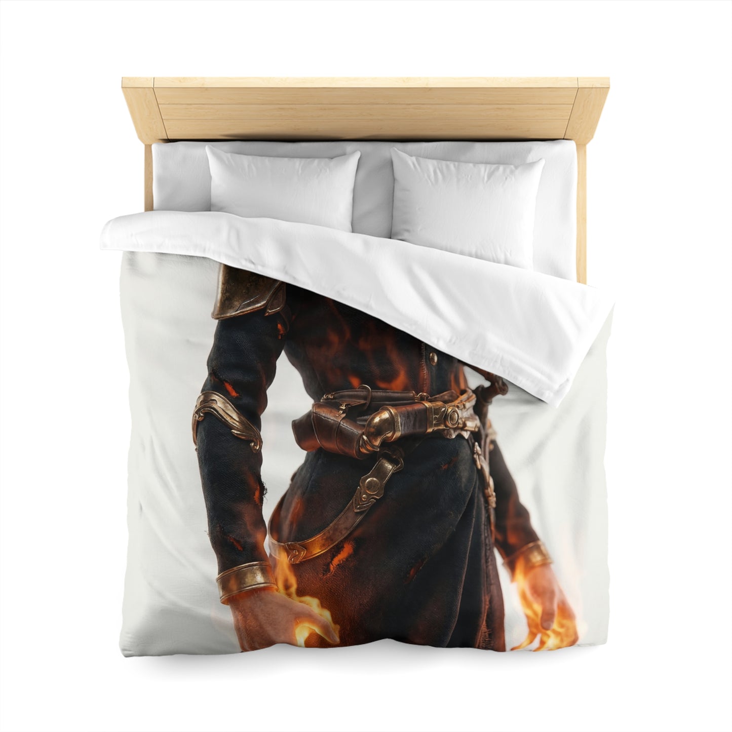 Flame-Headed Sentinel Microfiber Duvet Cover – Ash and Ember Armor
