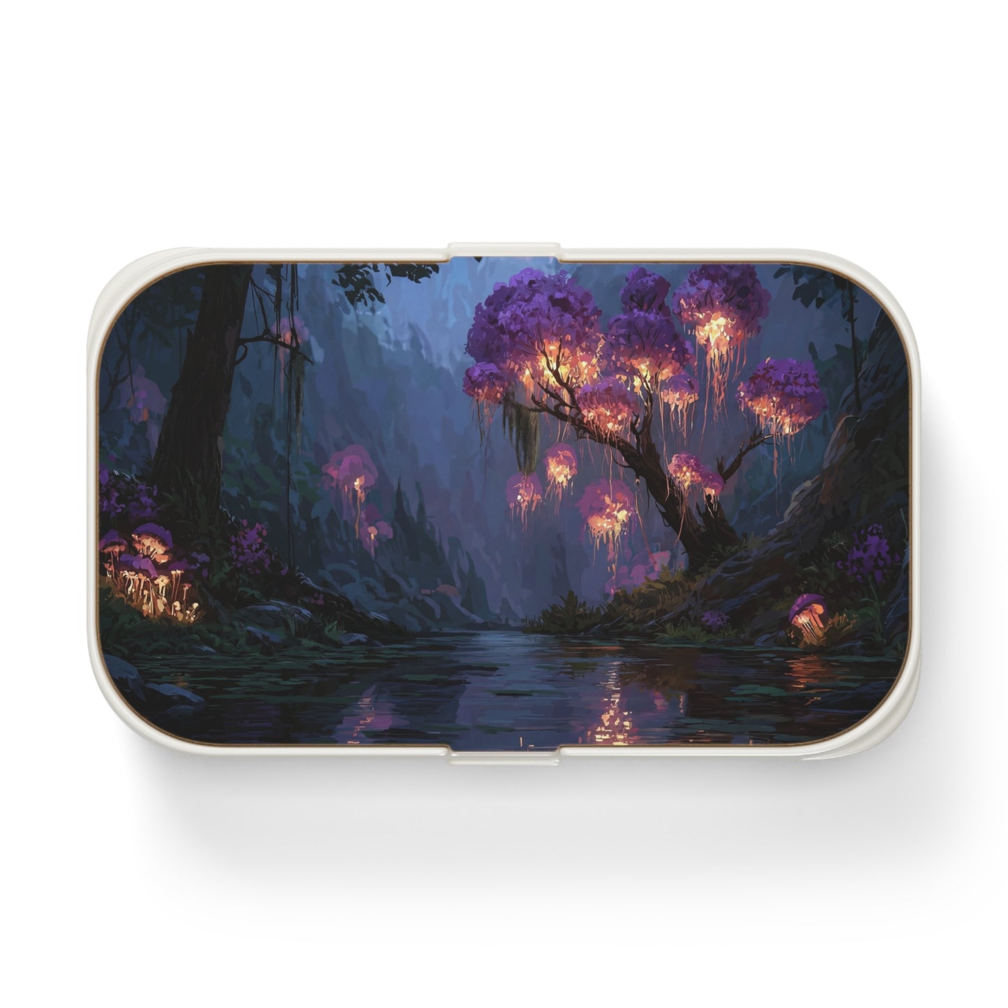 Bioluminescent Grove Bento Lunch Box – Twilight’s Whispering Woods