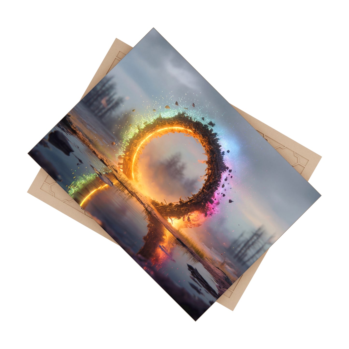 Cosmic Portal Ceramic Photo Tile – Fractured Light in a Wounded Sky